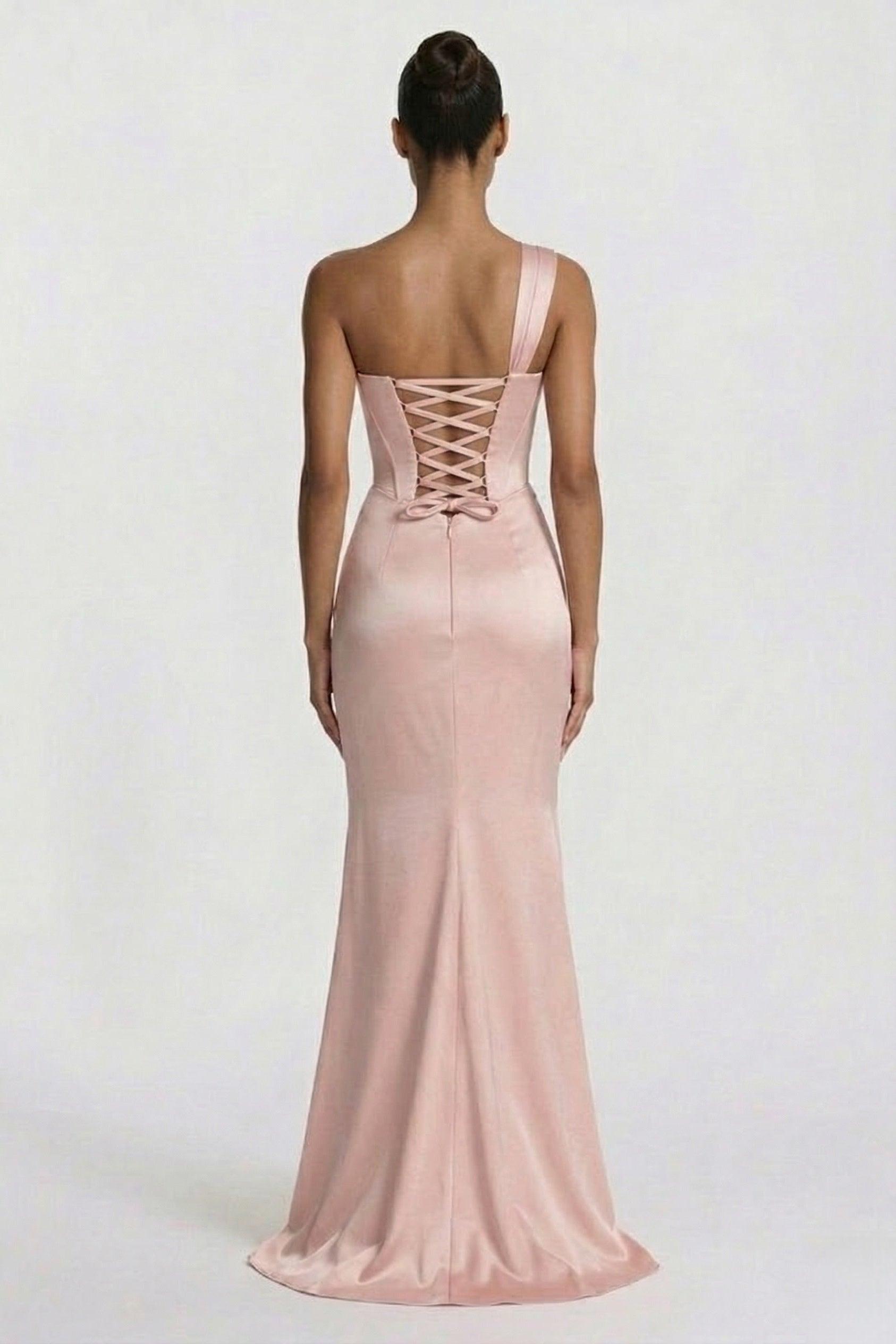 Sheath-Column Floor Length Acetate Satin Wedding Guest Dress CG0307