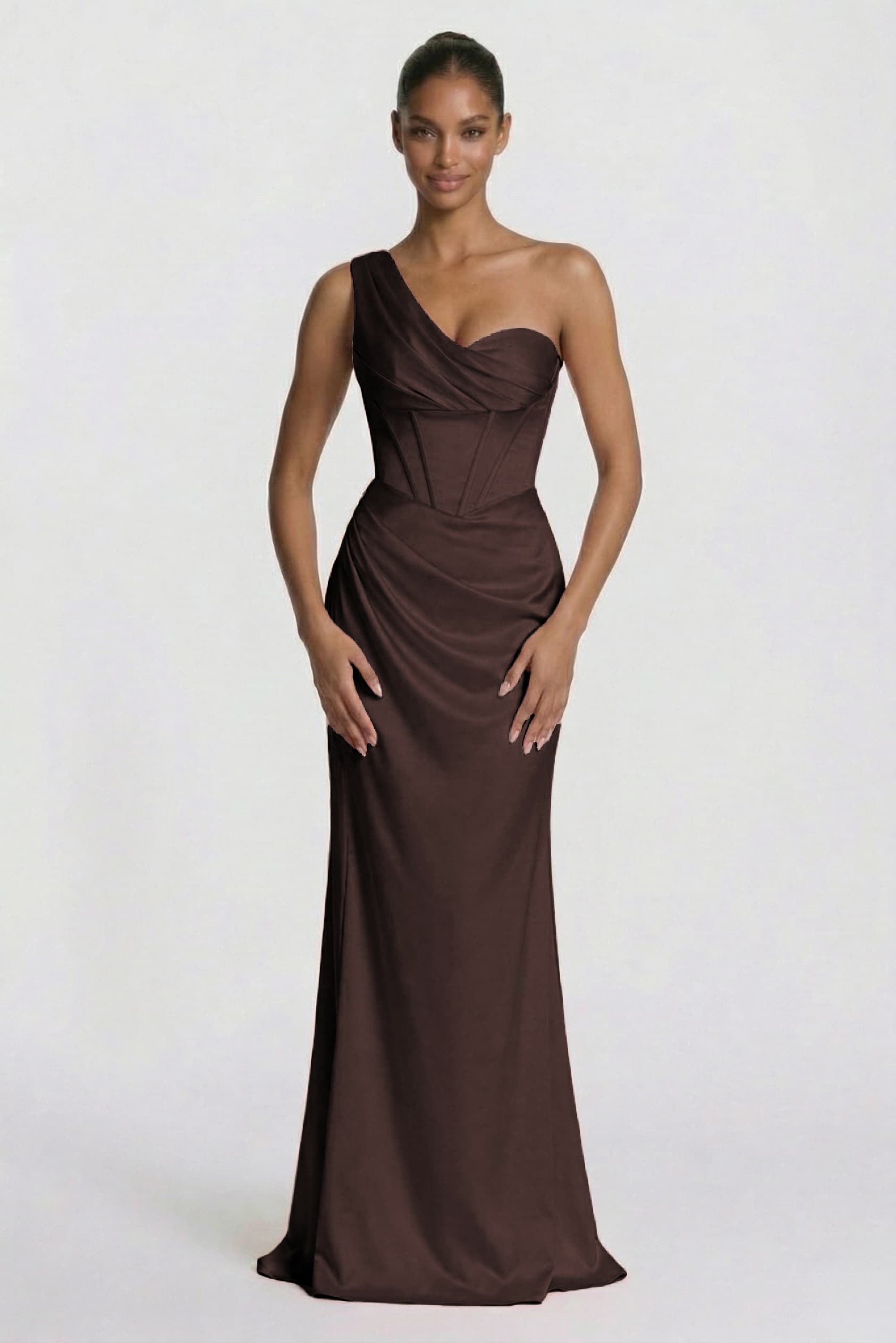 Sheath-Column Floor Length Acetate Satin Bridesmaid Dress CG0307BM