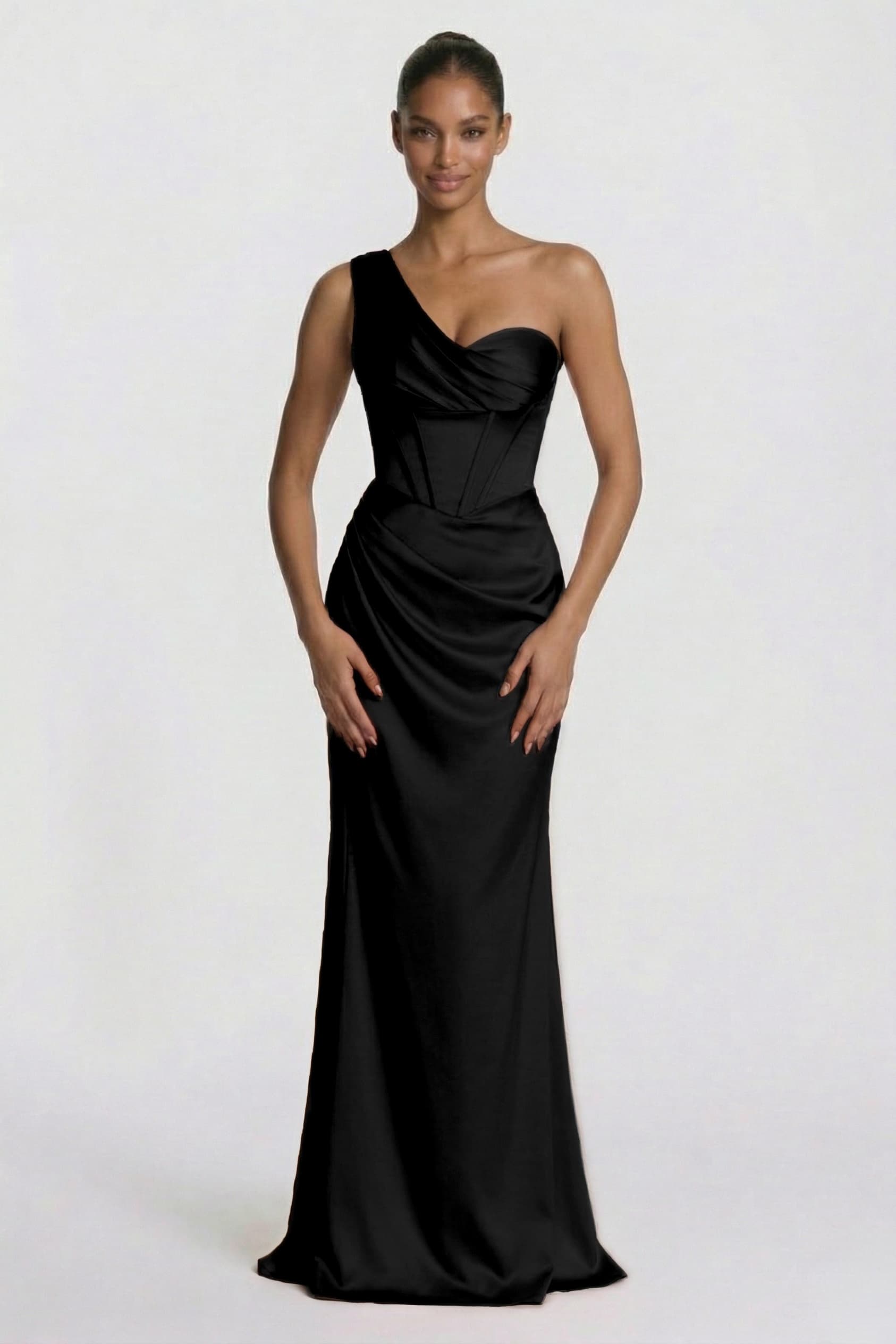 Sheath-Column Floor Length Acetate Satin Wedding Guest Dress CG0307