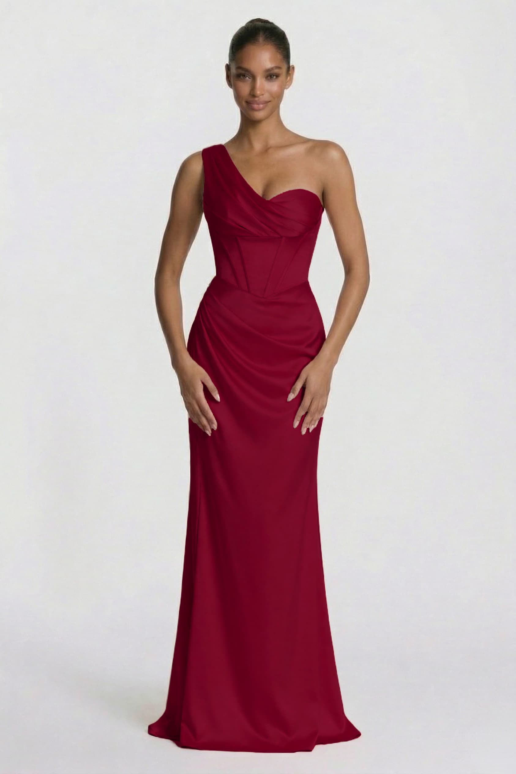 Sheath-Column Floor Length Acetate Satin Bridesmaid Dress CG0307BM