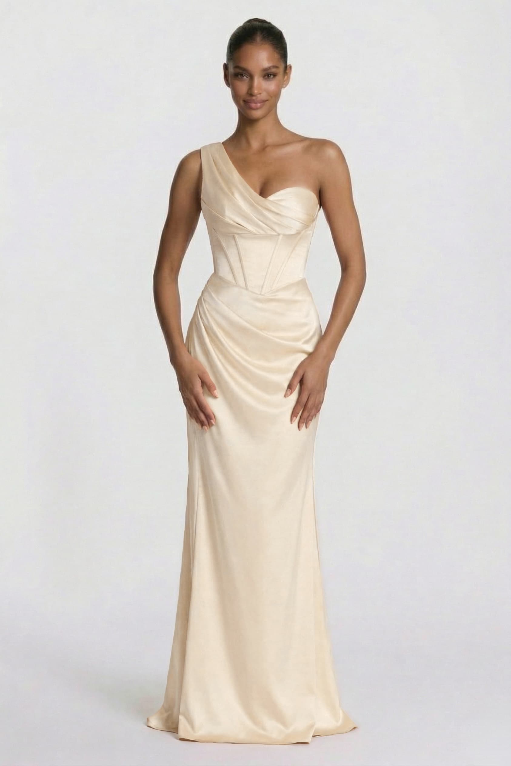 Sheath-Column Floor Length Acetate Satin Bridesmaid Dress CG0307BM