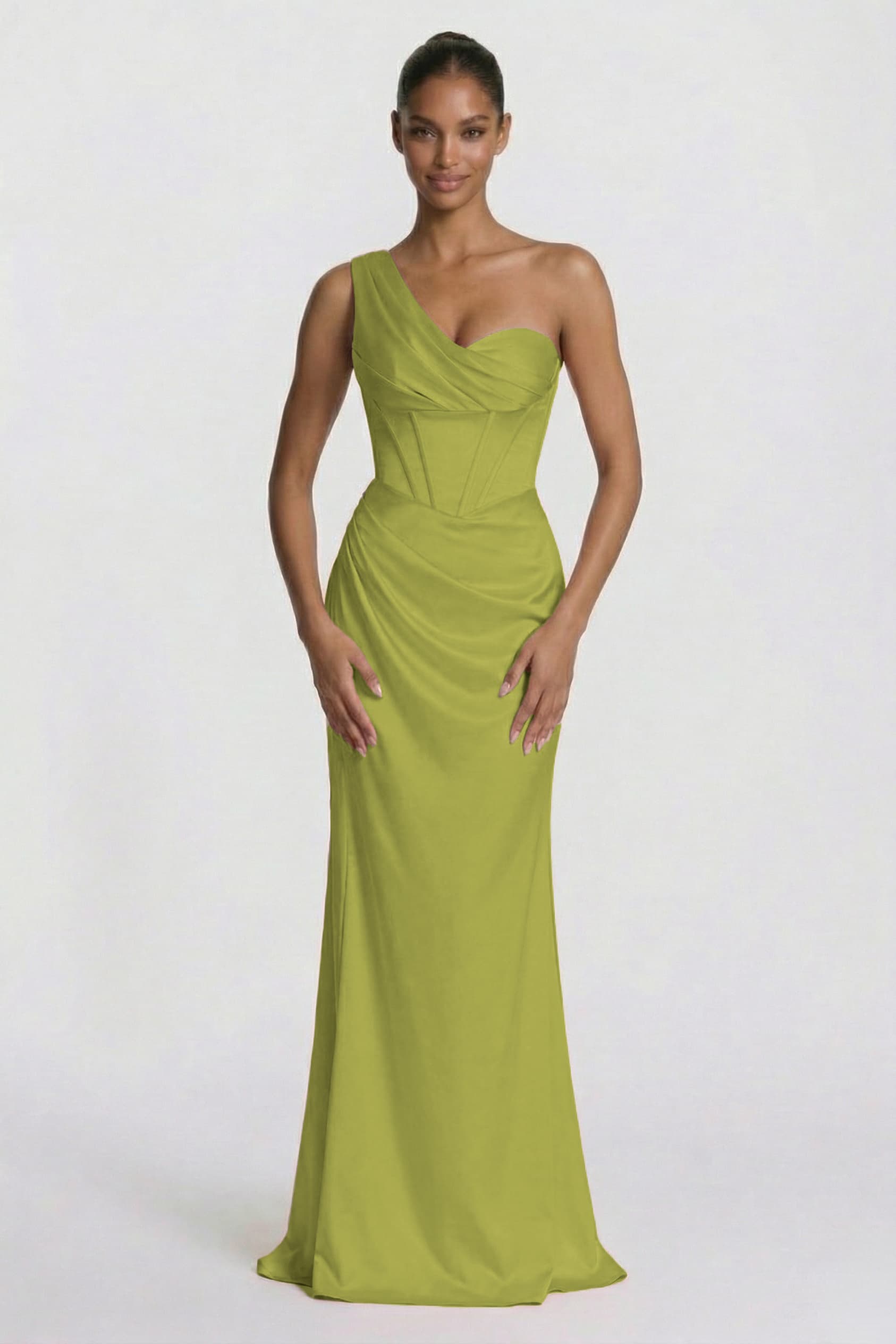 Sheath-Column Floor Length Acetate Satin Wedding Guest Dress CG0307