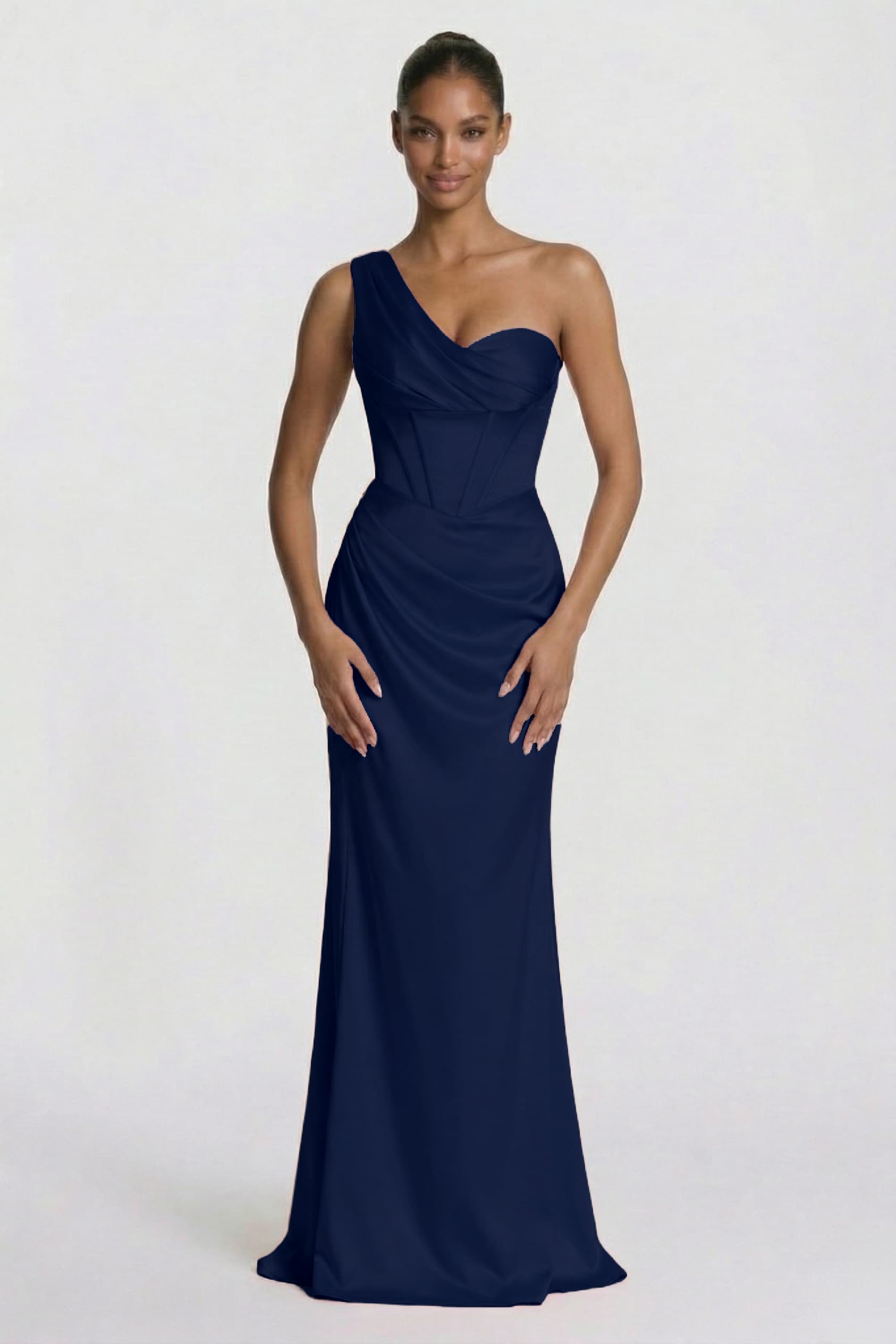 Sheath-Column Floor Length Acetate Satin Wedding Guest Dress CG0307