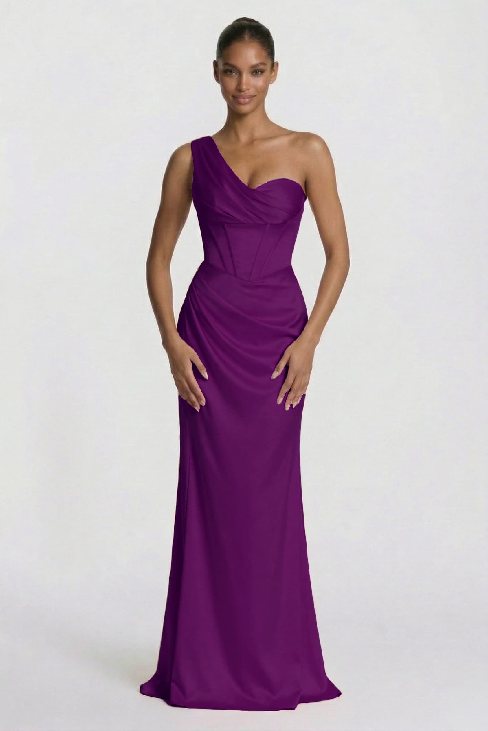 Sheath-Column Floor Length Acetate Satin Bridesmaid Dress CG0307BM