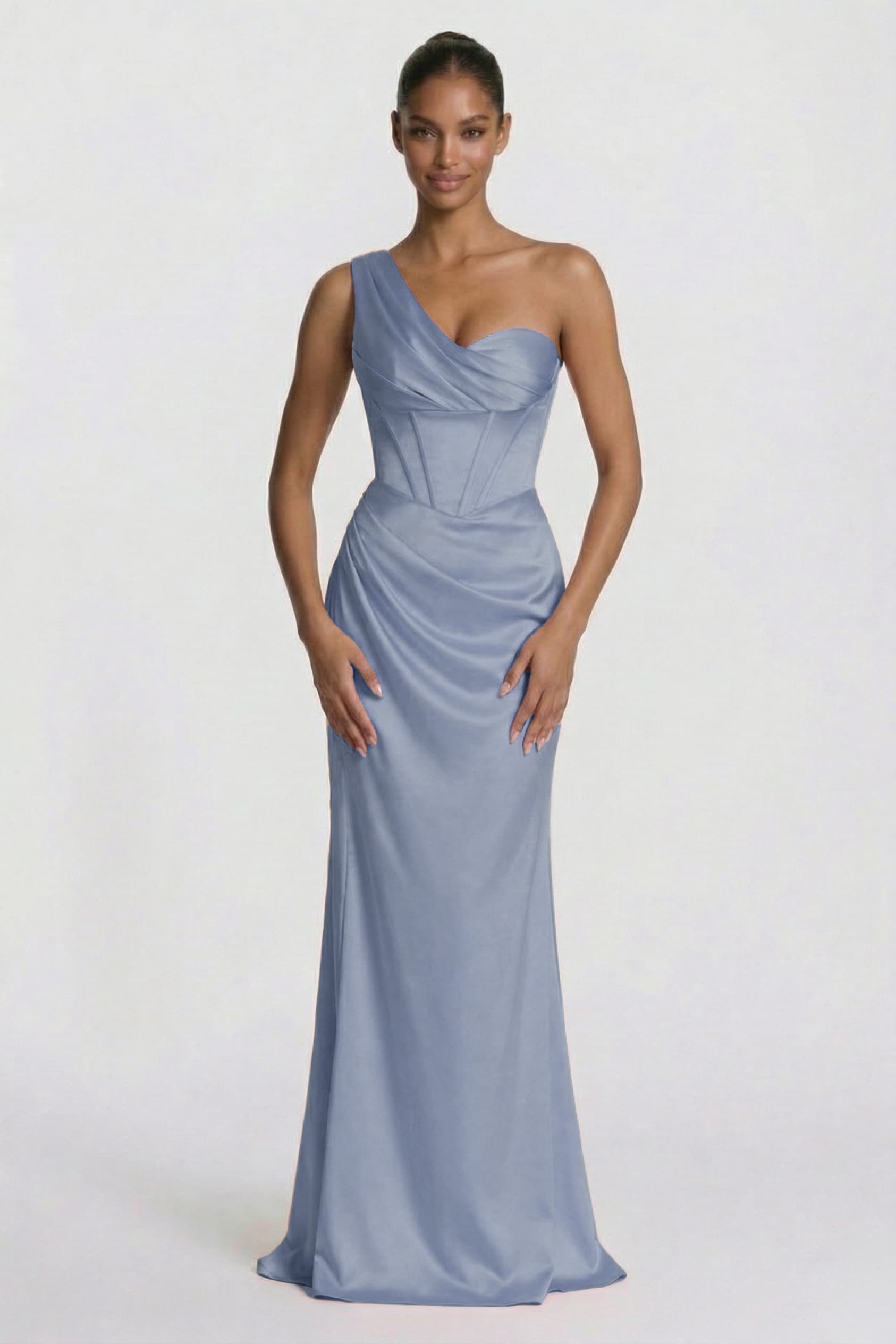 Sheath-Column Floor Length Acetate Satin Wedding Guest Dress CG0307