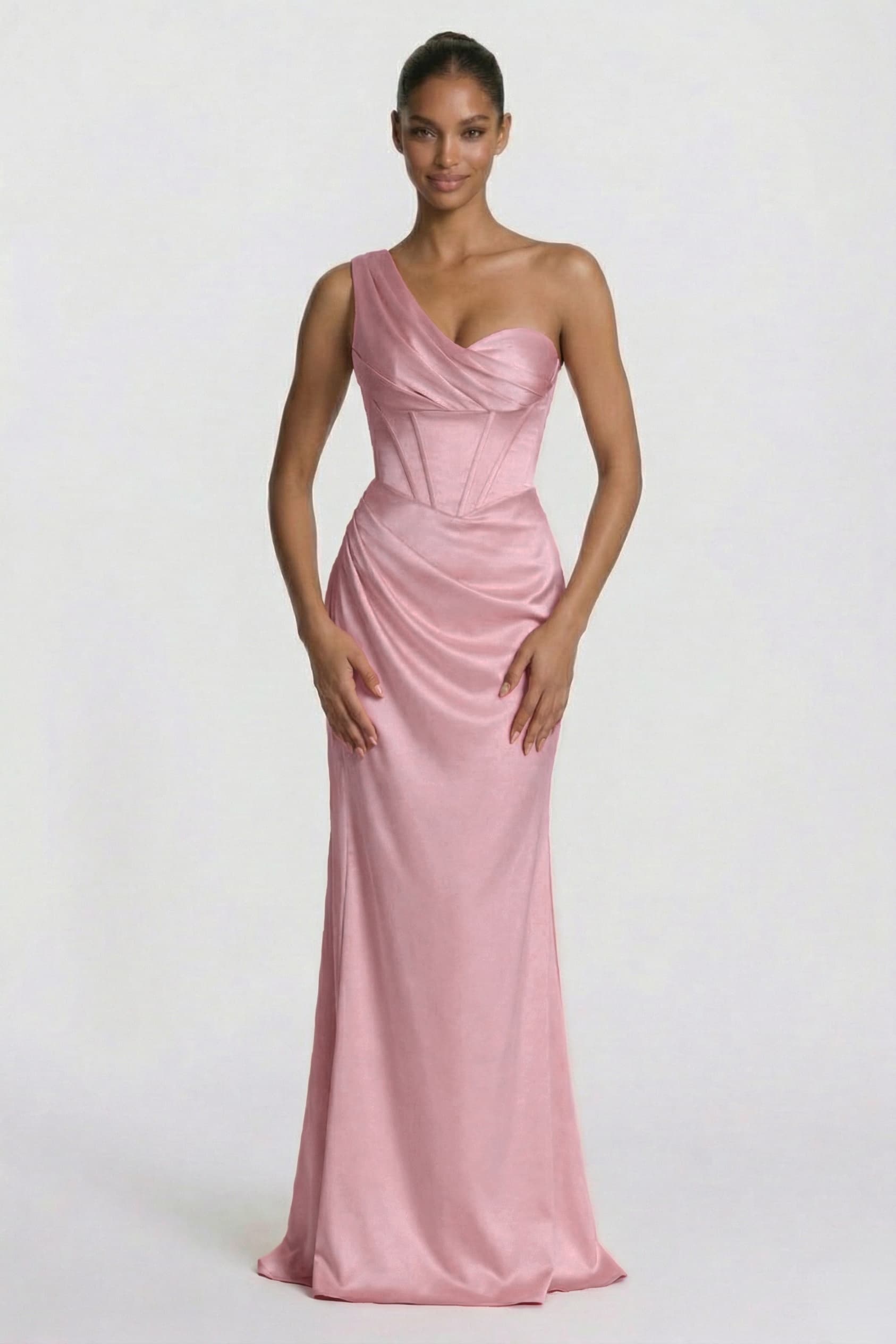 Sheath-Column Floor Length Acetate Satin Wedding Guest Dress CG0307