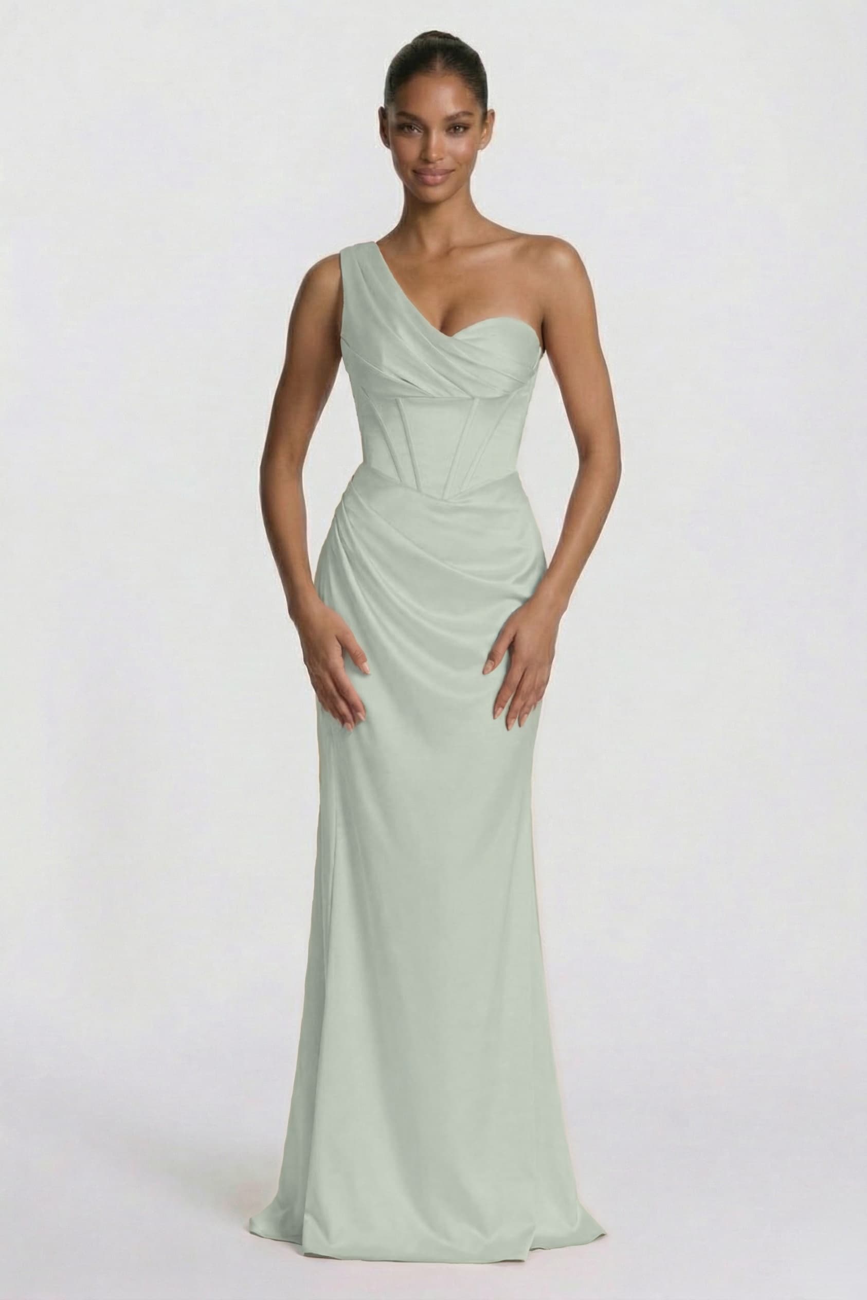 Sheath-Column Floor Length Acetate Satin Bridesmaid Dress CG0307BM