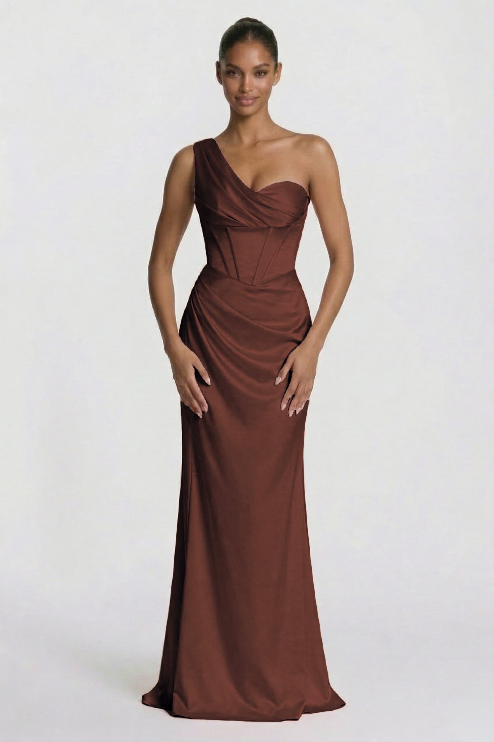 Sheath-Column Floor Length Acetate Satin Bridesmaid Dress CG0307BM