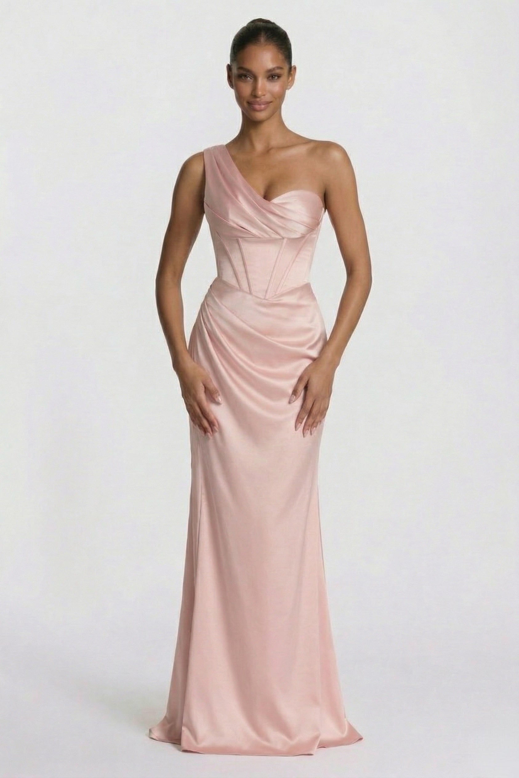 Sheath-Column Floor Length Acetate Satin Bridesmaid Dress CG0307BM