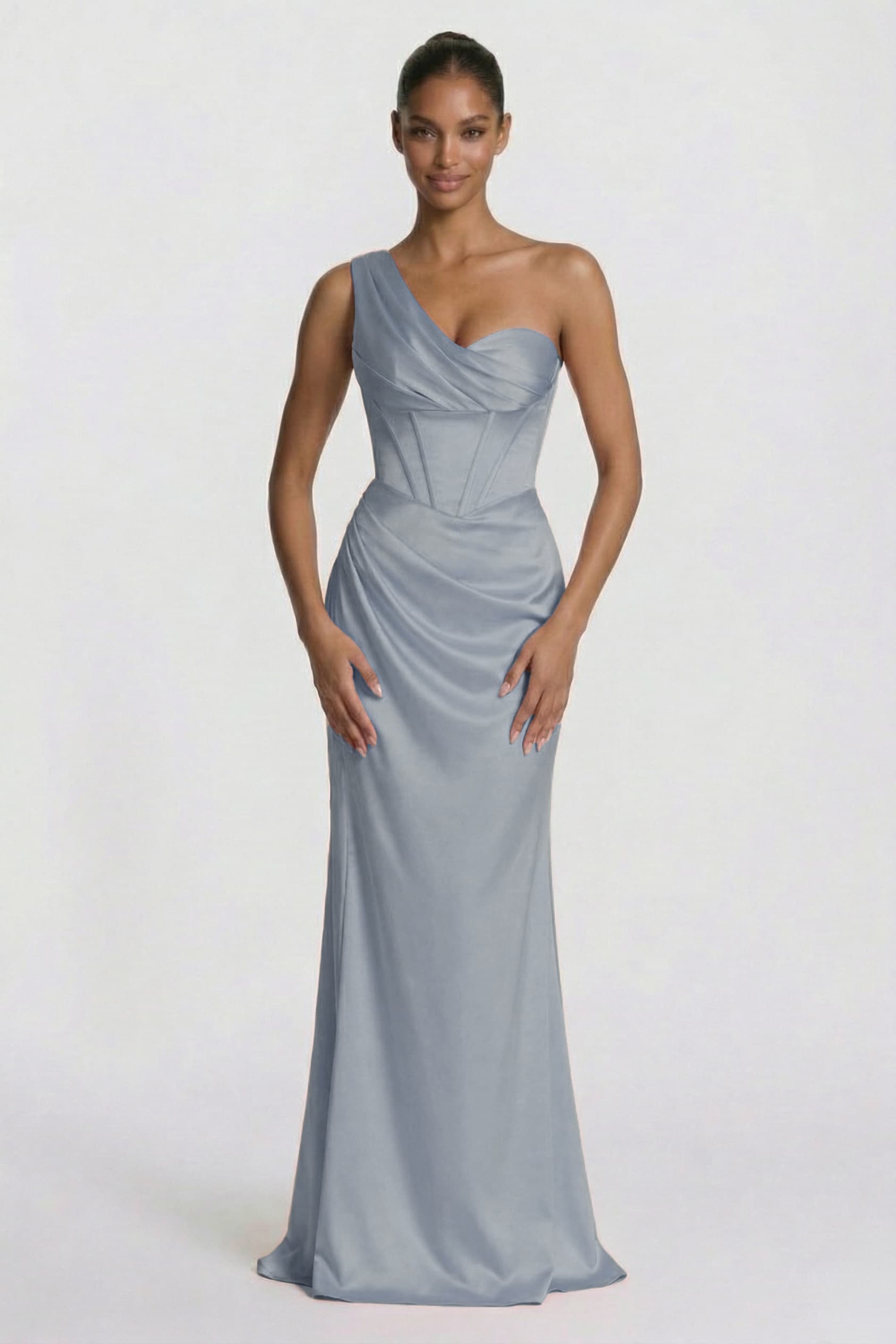 Sheath-Column Floor Length Acetate Satin Wedding Guest Dress CG0307