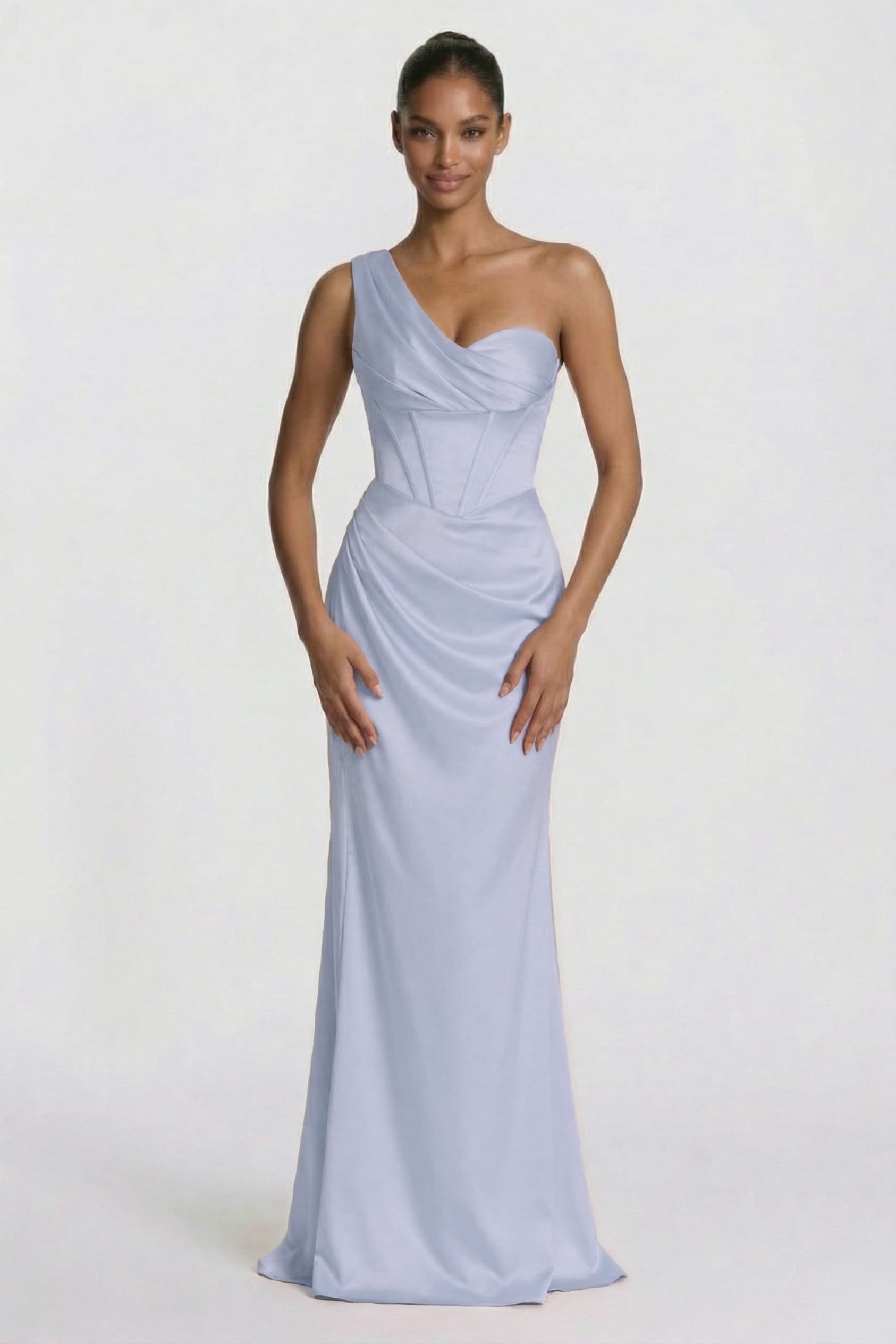 Sheath-Column Floor Length Acetate Satin Bridesmaid Dress CG0307BM