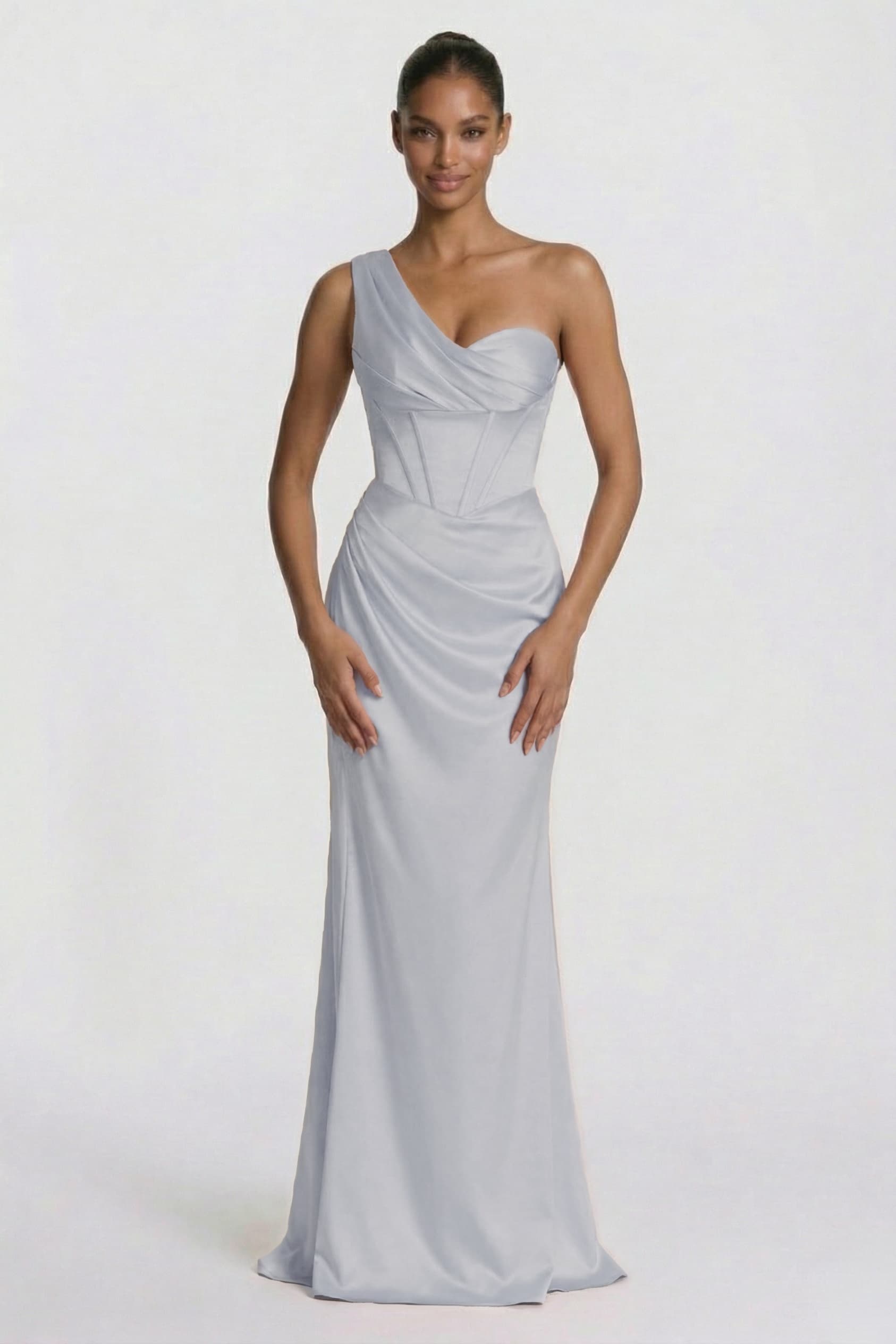 Sheath-Column Floor Length Acetate Satin Wedding Guest Dress CG0307