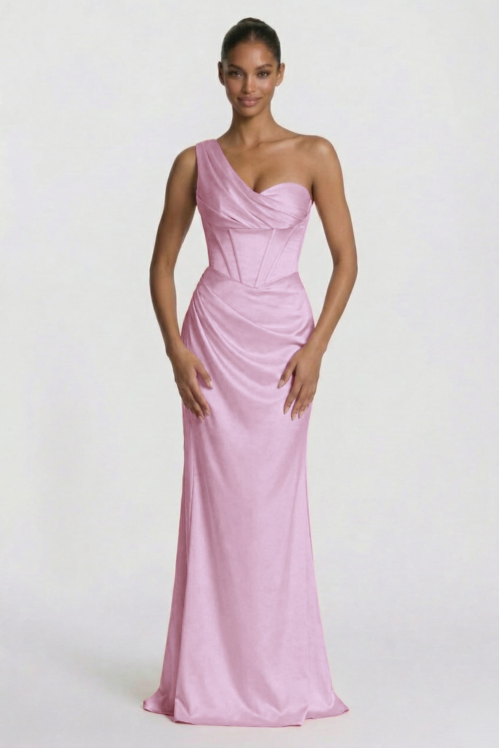 Sheath-Column Floor Length Acetate Satin Bridesmaid Dress CG0307BM