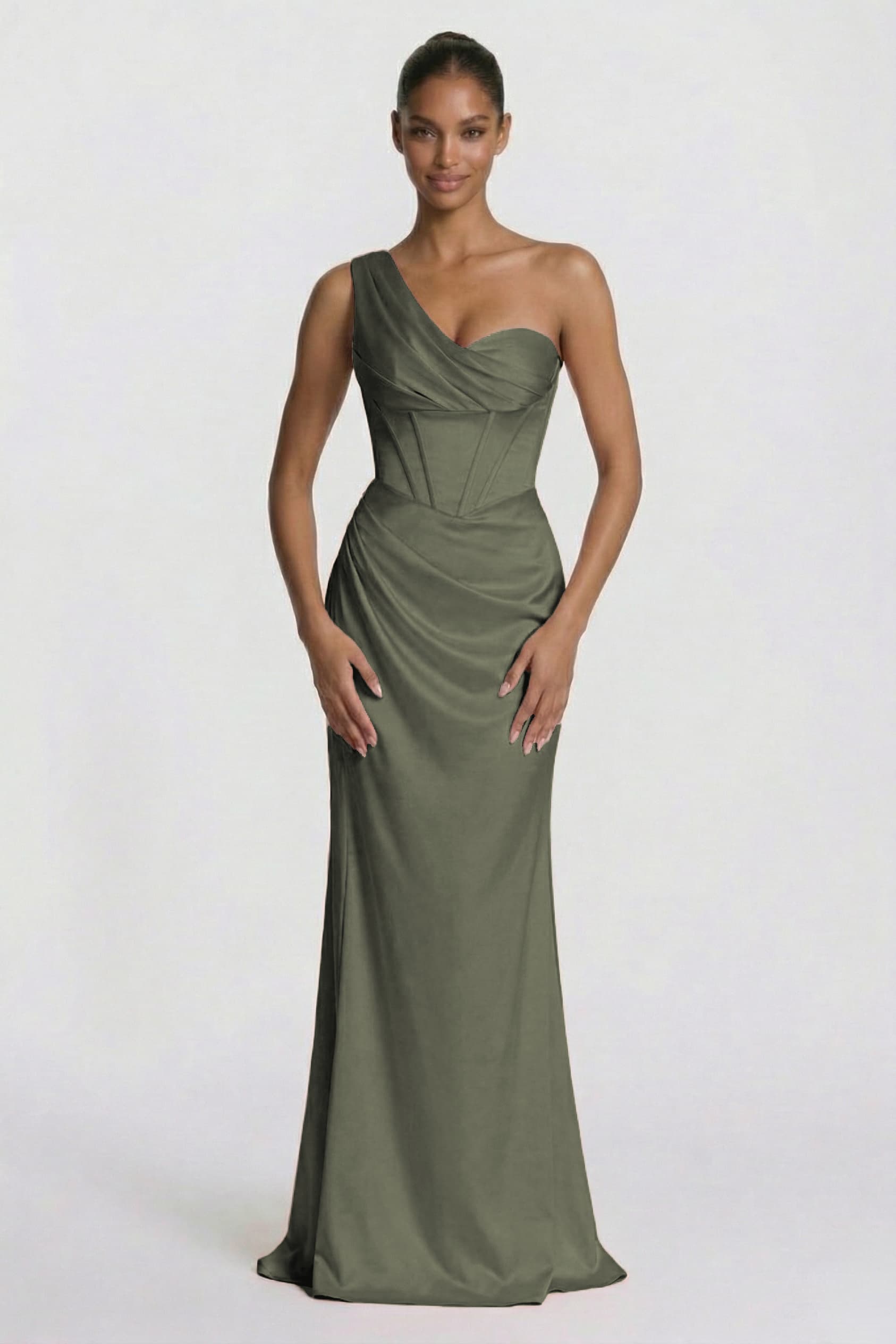 Sheath-Column Floor Length Acetate Satin Bridesmaid Dress CG0307BM