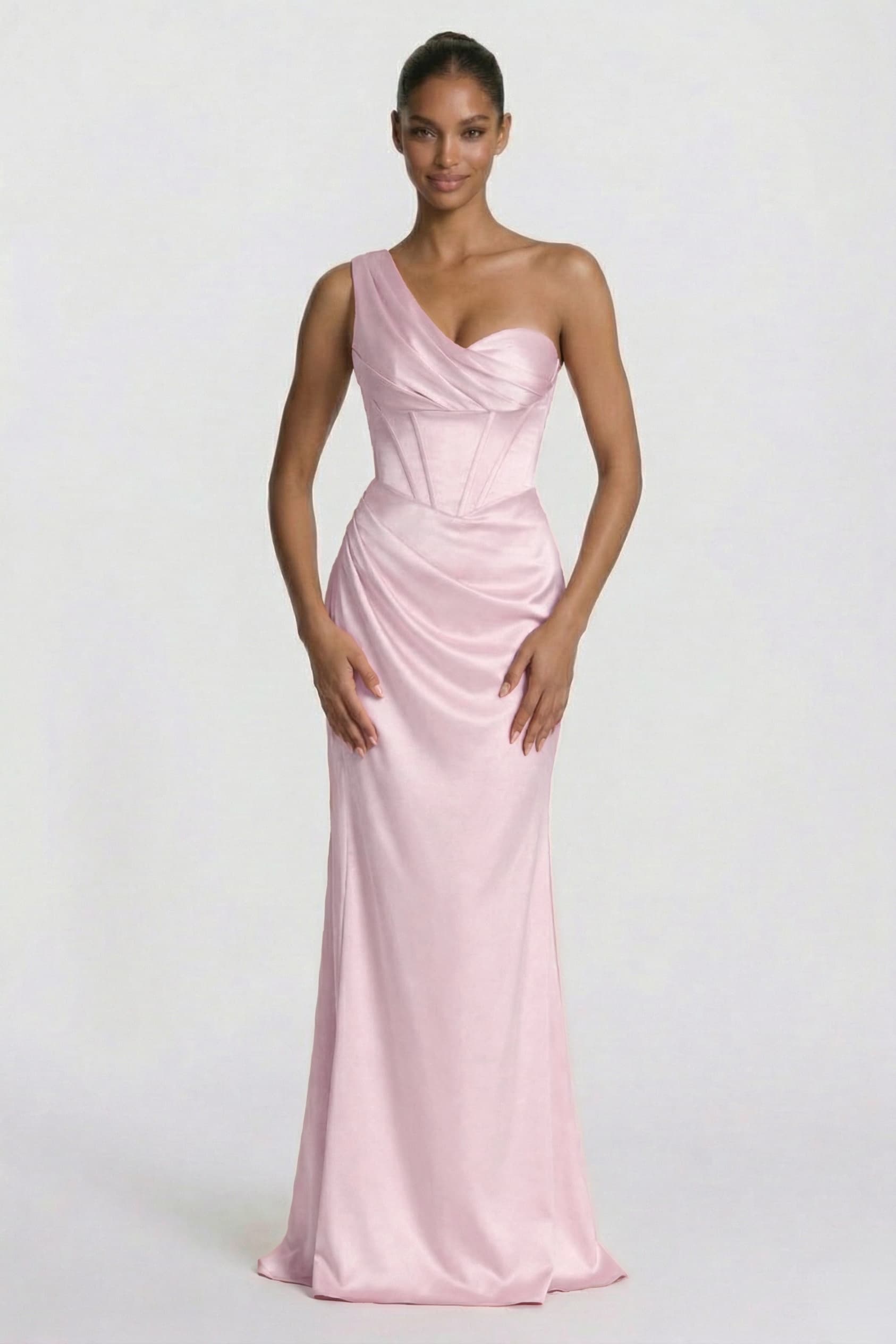 Sheath-Column Floor Length Acetate Satin Bridesmaid Dress CG0307BM