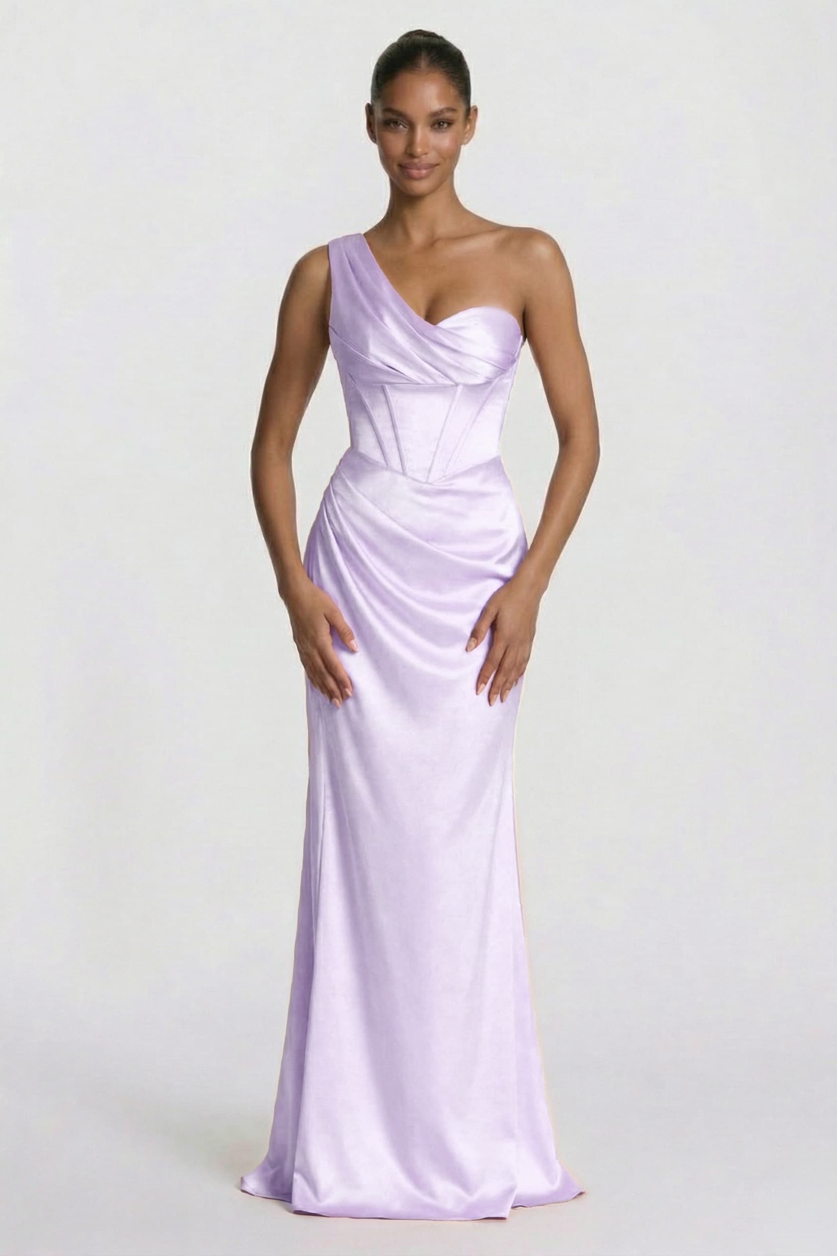 Sheath-Column Floor Length Acetate Satin Bridesmaid Dress CG0307BM