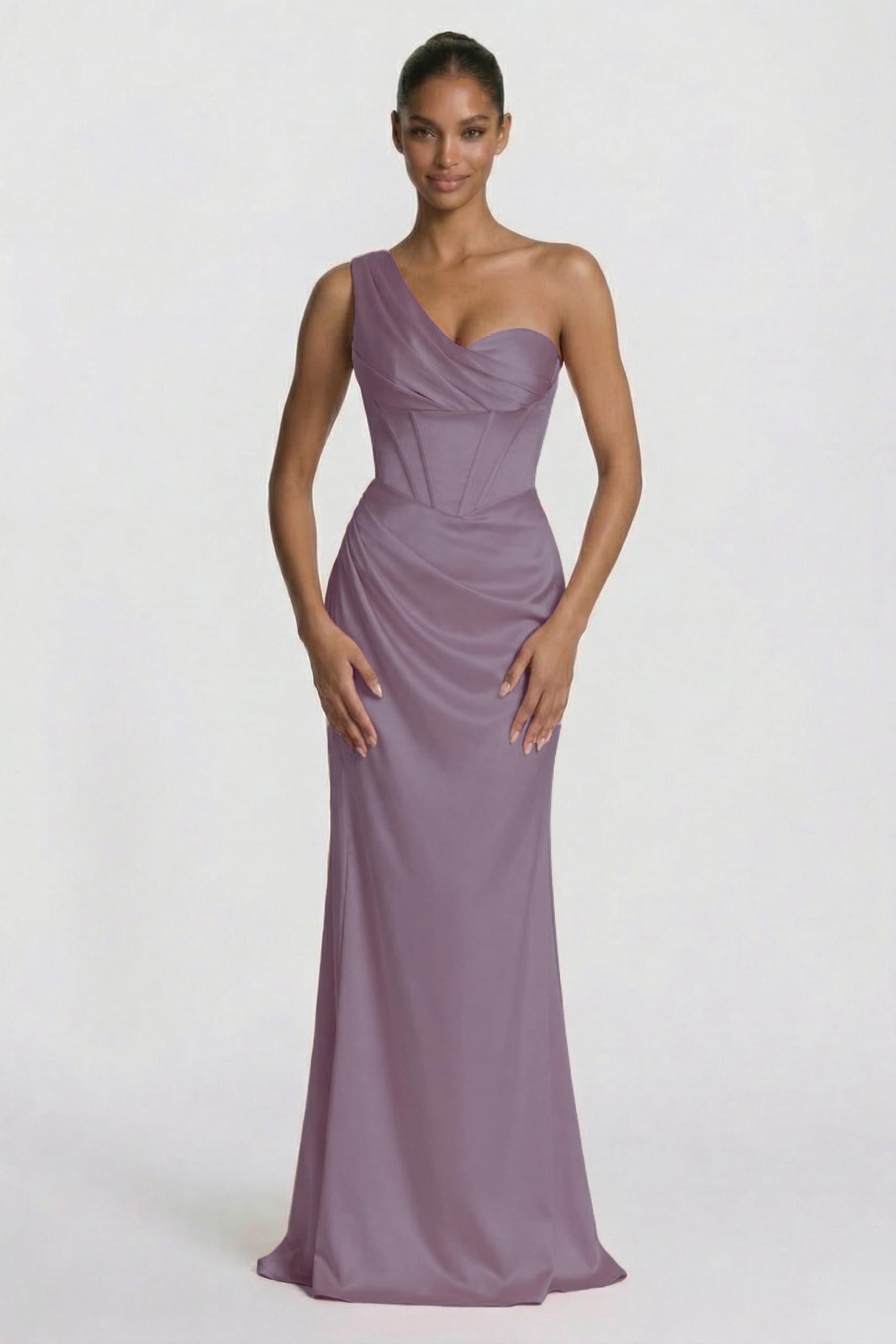 Sheath-Column Floor Length Acetate Satin Bridesmaid Dress CG0307BM