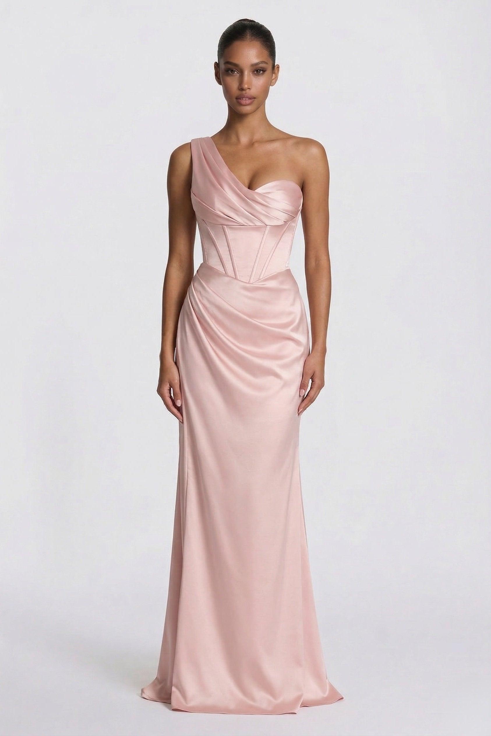Sheath-Column Floor Length Acetate Satin Bridesmaid Dress CG0307BM