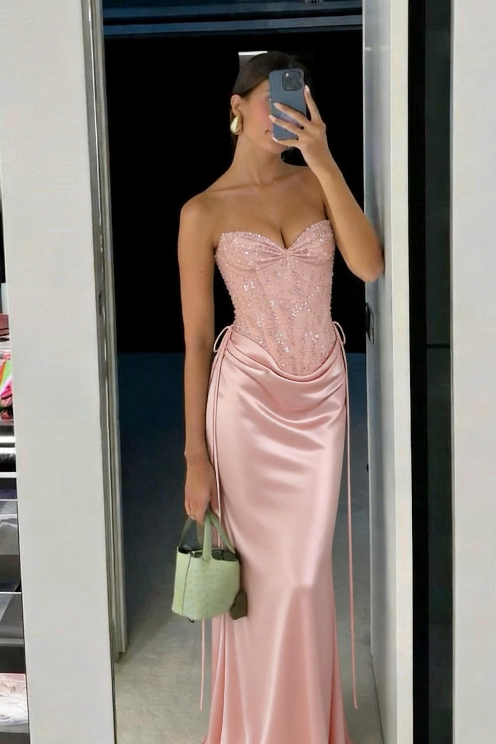 Sheath-Column Floor Length Acetate Satin Wedding Guest Dress CG0308