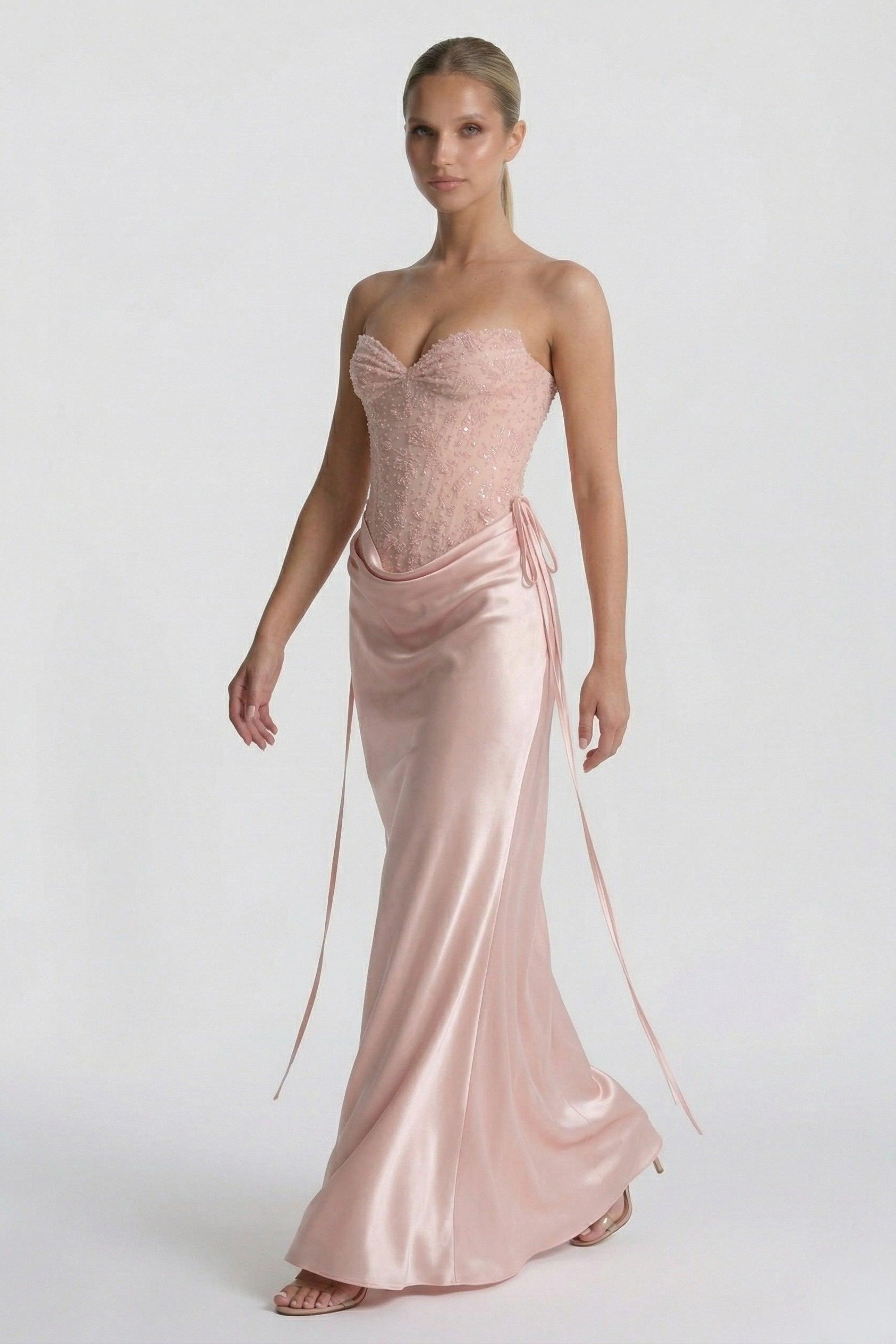 Sheath-Column Floor Length Acetate Satin Wedding Guest Dress CG0308