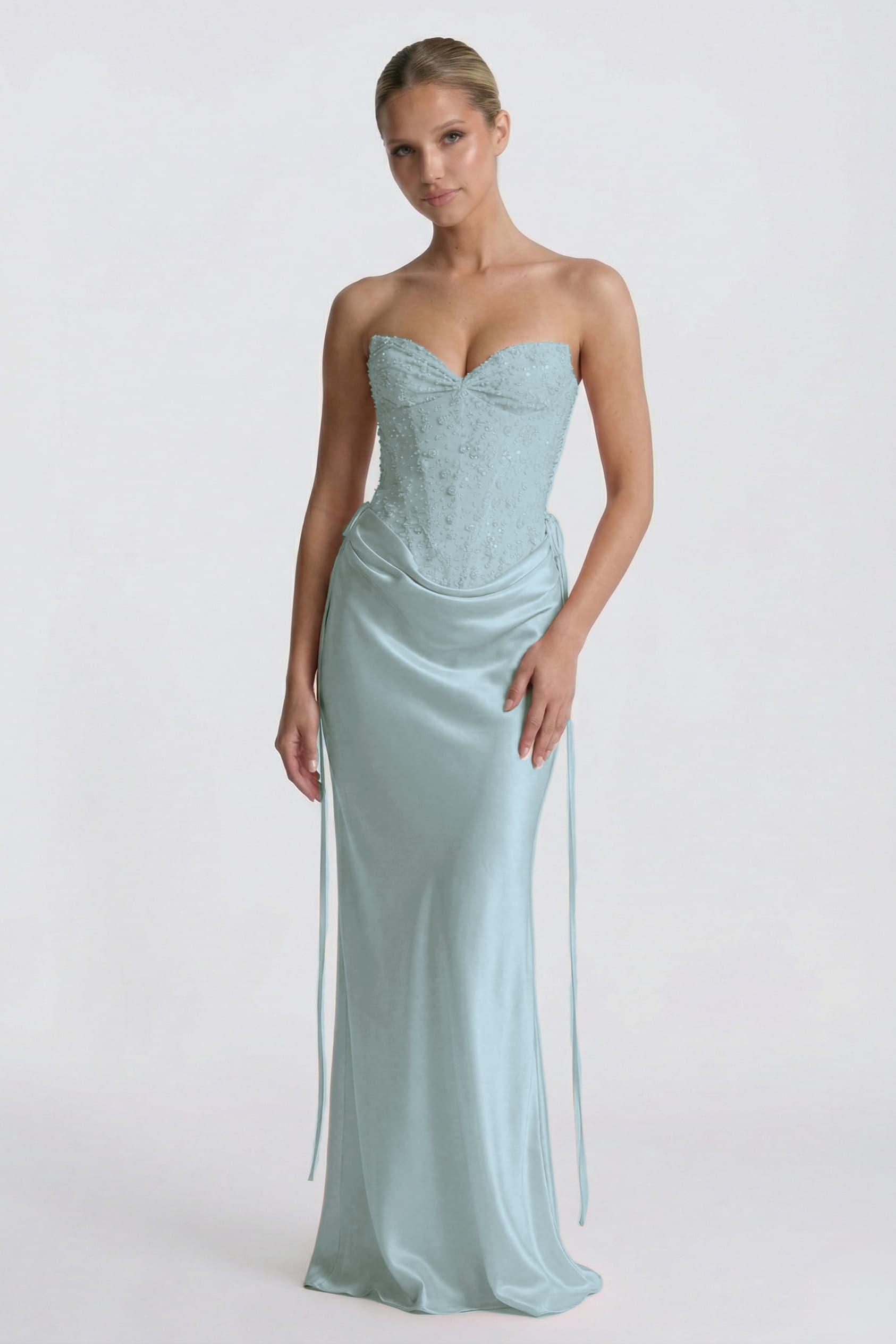 Sheath-Column Floor Length Acetate Satin Wedding Guest Dress CG0308