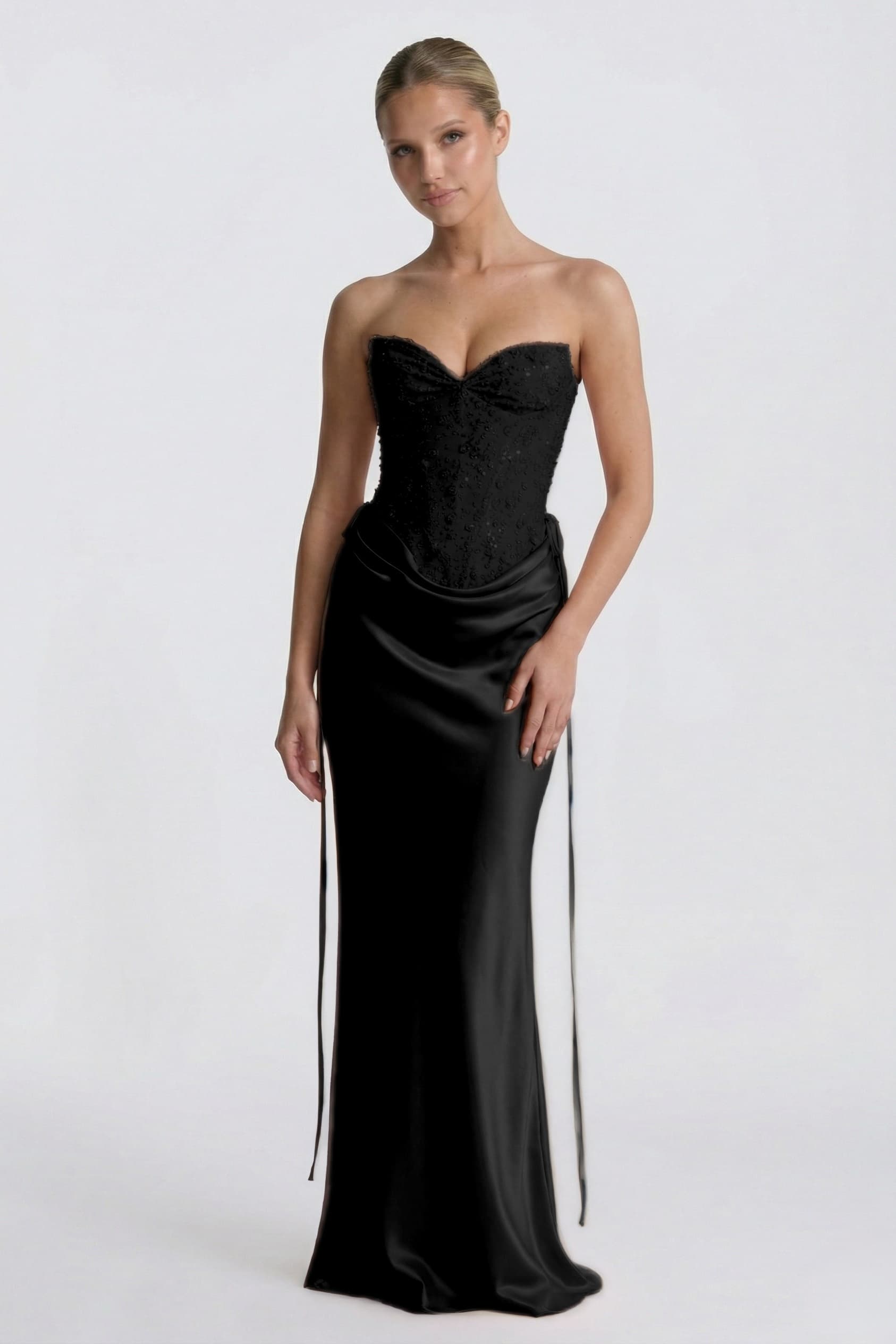 Sheath-Column Floor Length Acetate Satin Wedding Guest Dress CG0308