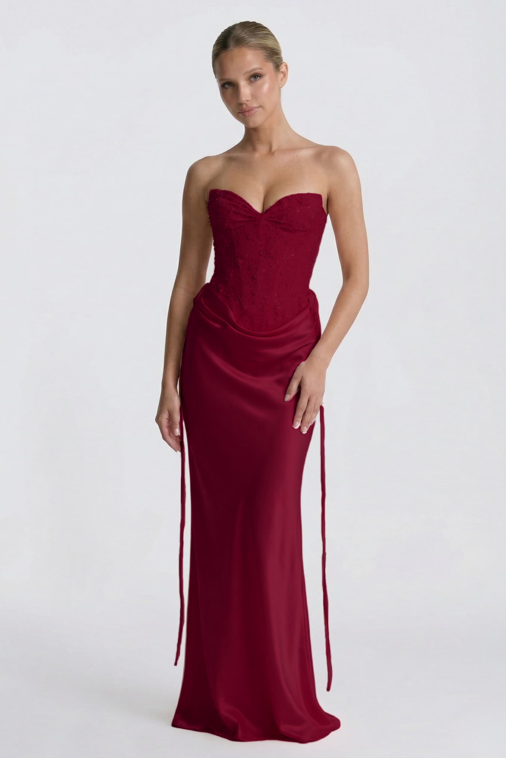 Sheath-Column Floor Length Acetate Satin Wedding Guest Dress CG0308