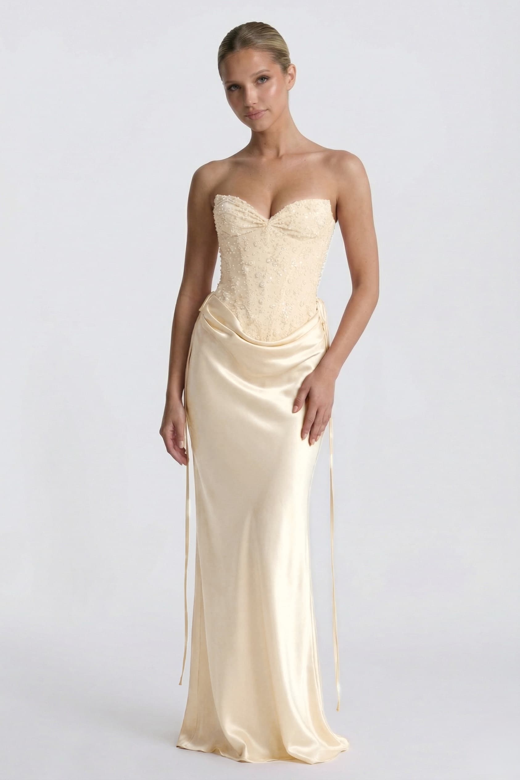 Sheath-Column Floor Length Acetate Satin Wedding Guest Dress CG0308