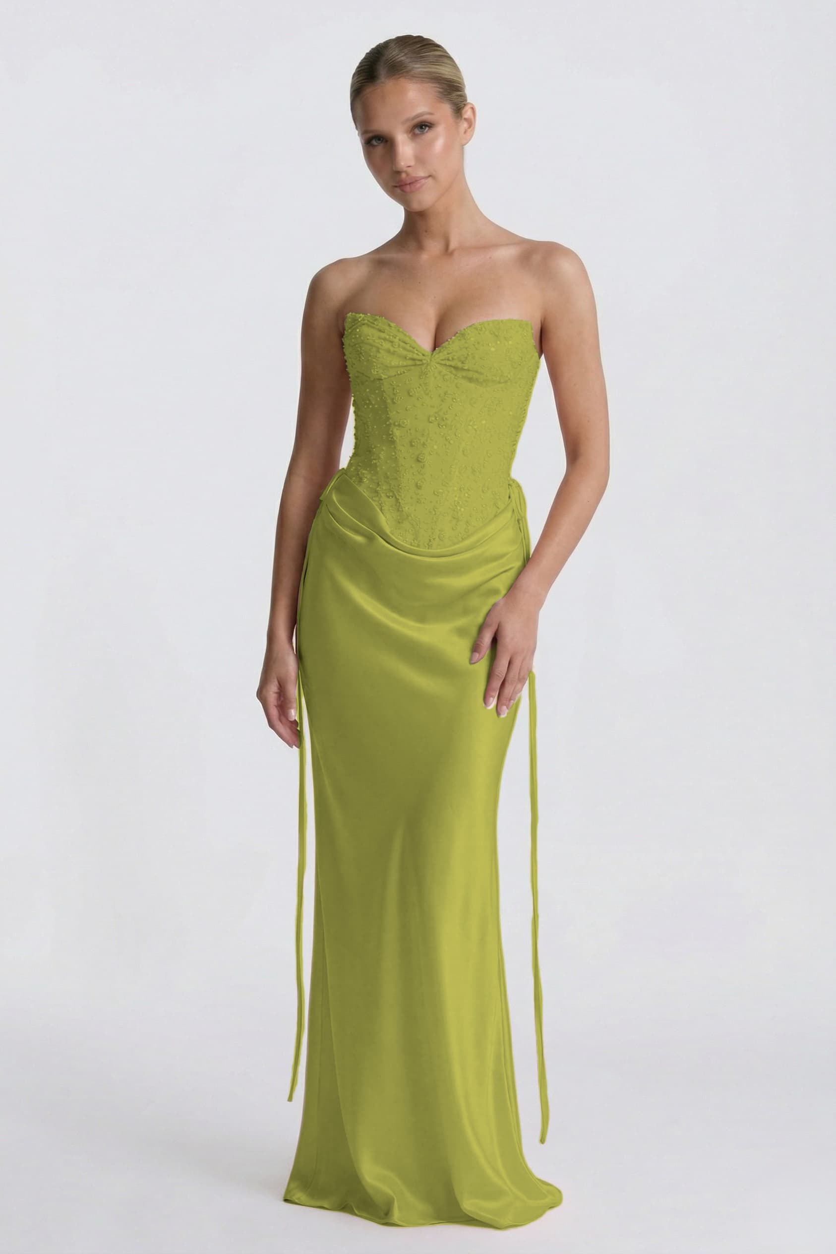Sheath-Column Floor Length Acetate Satin Wedding Guest Dress CG0308