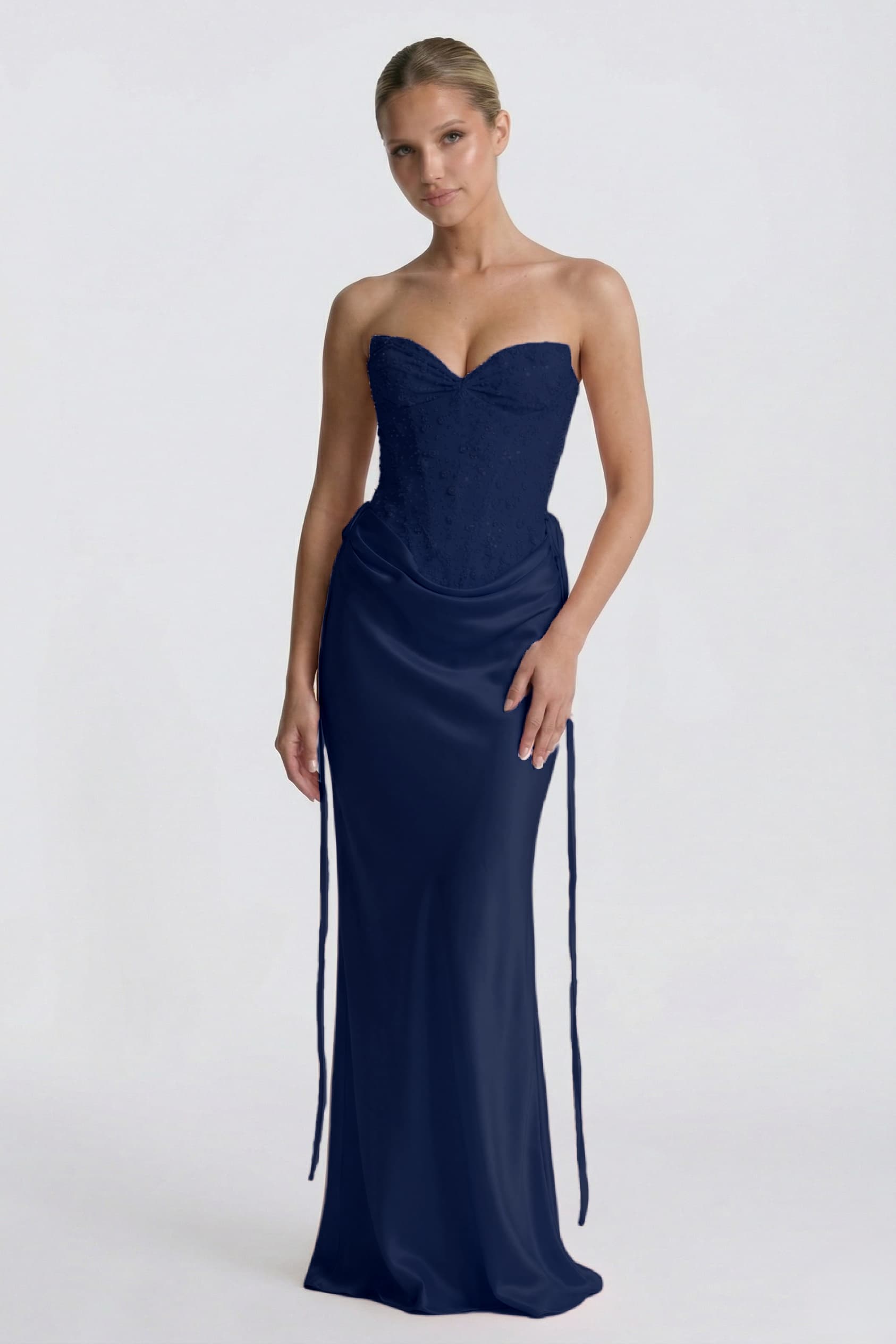 Sheath-Column Floor Length Acetate Satin Wedding Guest Dress CG0308