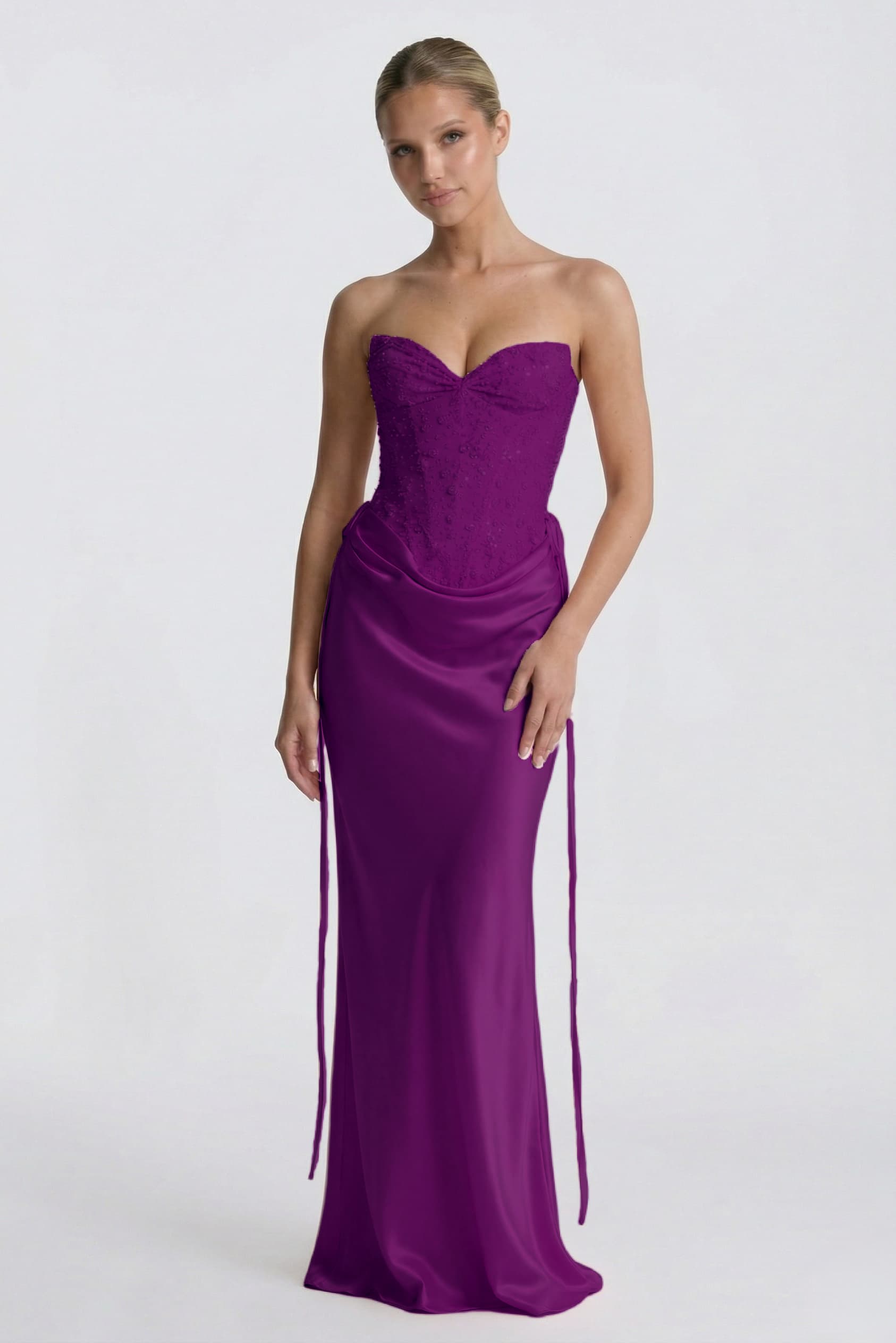 Sheath-Column Floor Length Acetate Satin Wedding Guest Dress CG0308