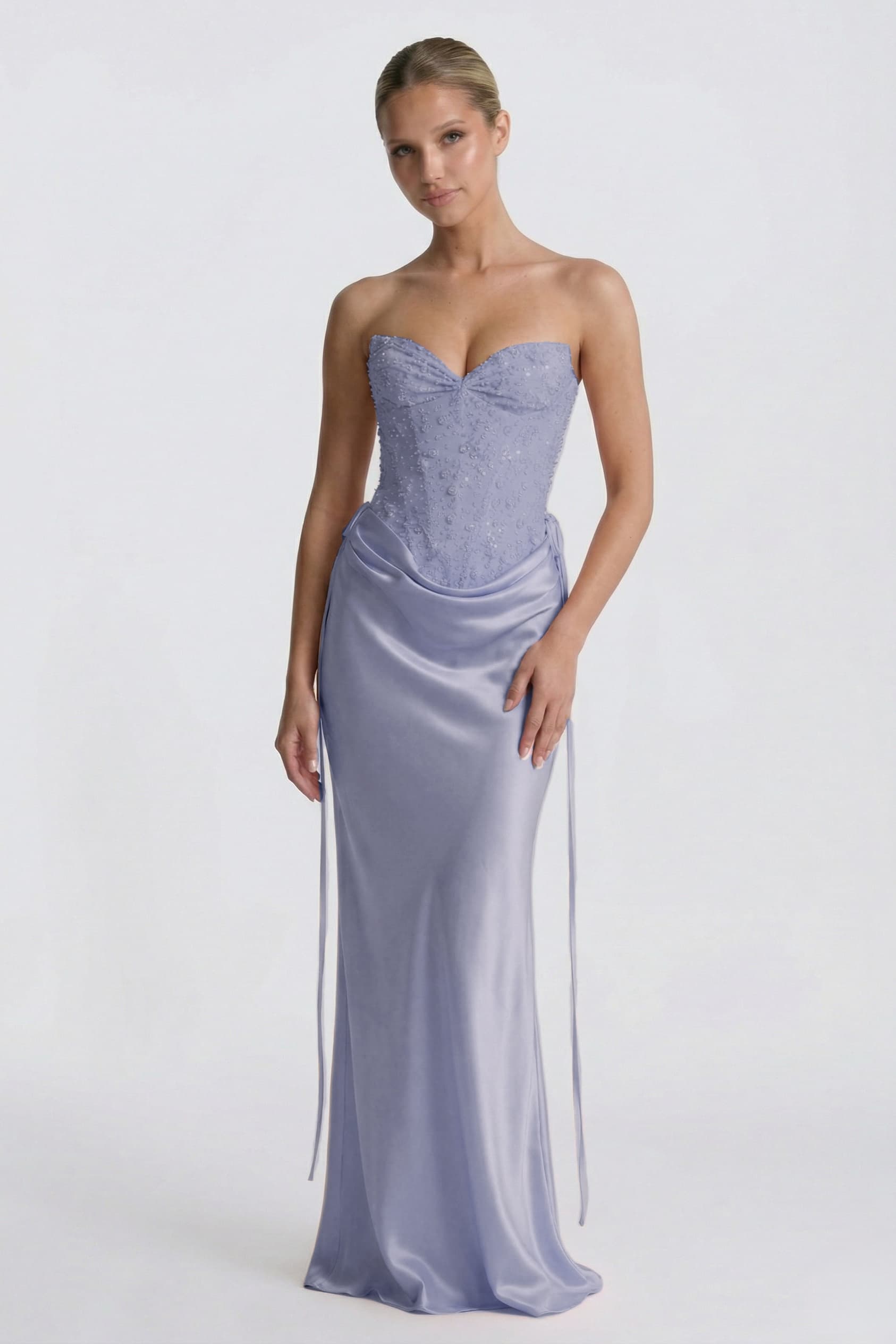 Sheath-Column Floor Length Acetate Satin Wedding Guest Dress CG0308
