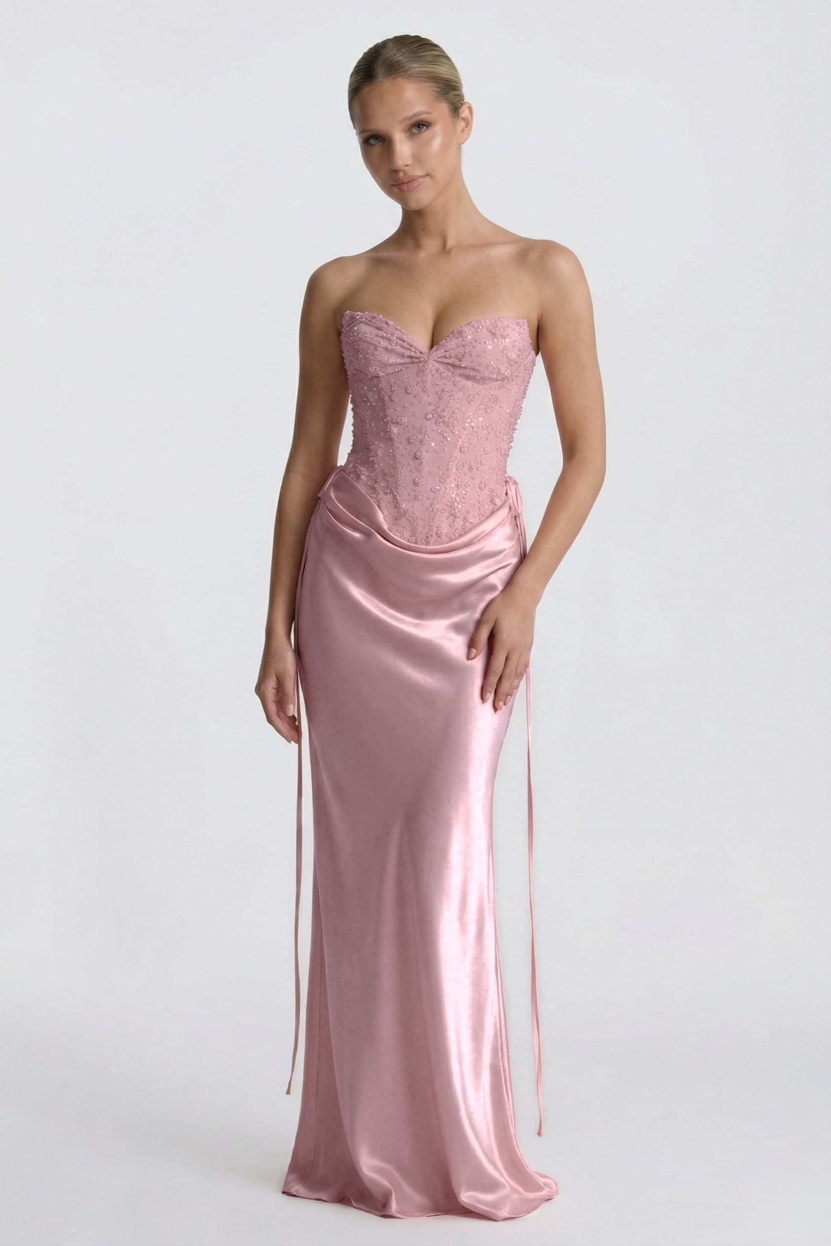 Sheath-Column Floor Length Acetate Satin Wedding Guest Dress CG0308