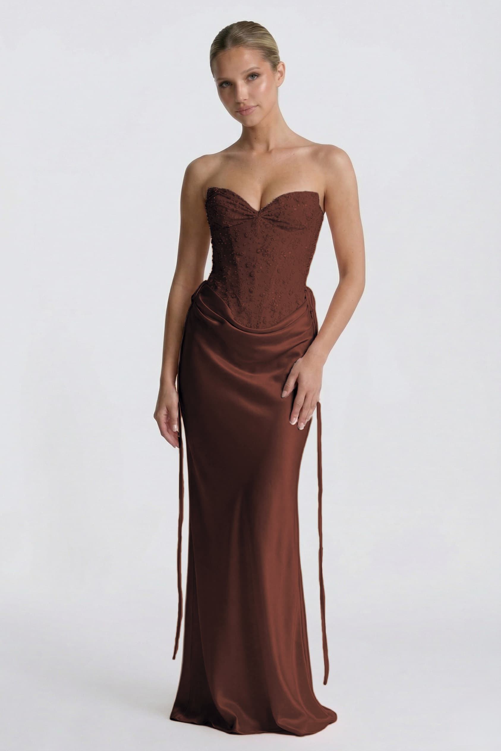 Sheath-Column Floor Length Acetate Satin Wedding Guest Dress CG0308
