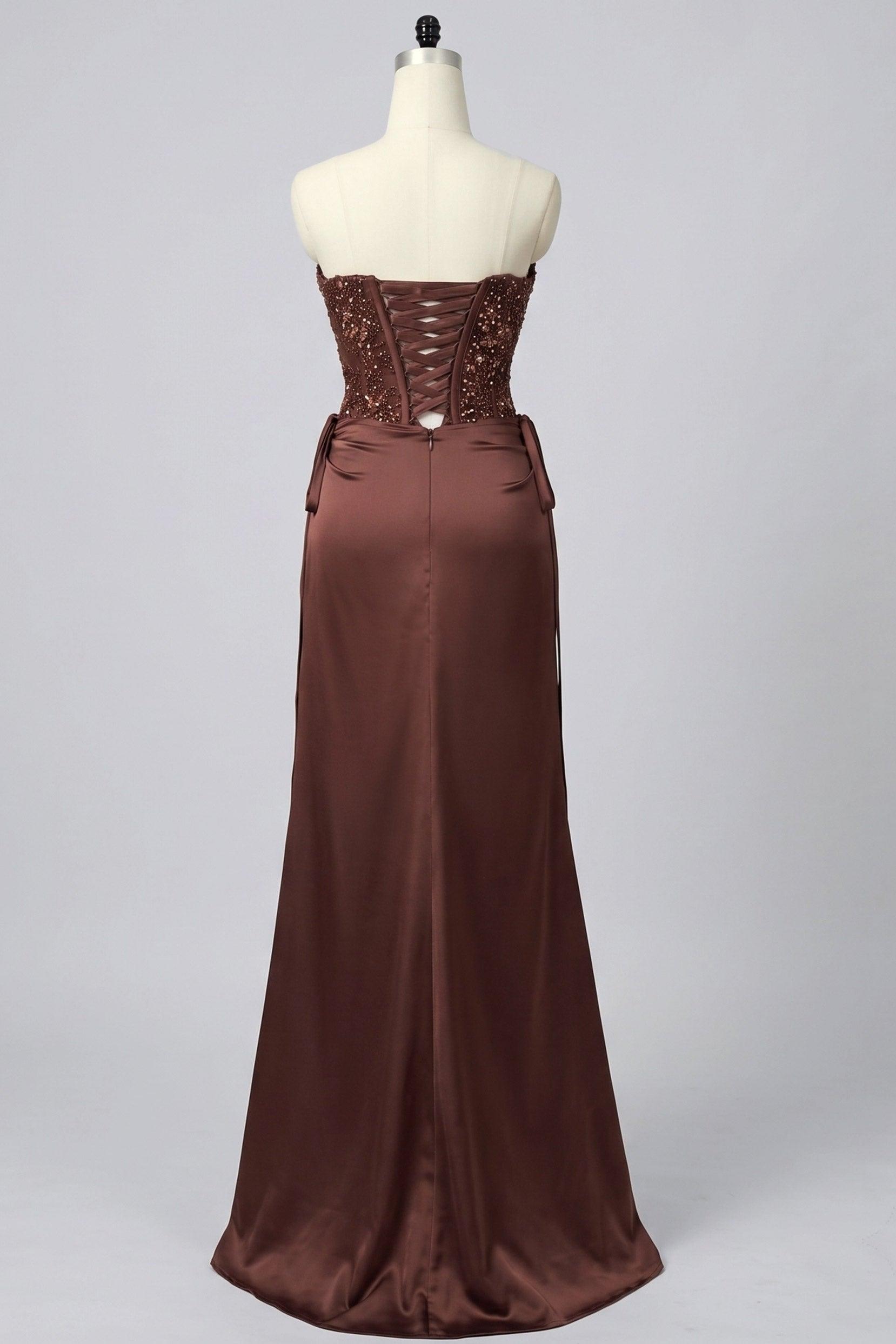 Sheath-Column Floor Length Acetate Satin Wedding Guest Dress CG0308