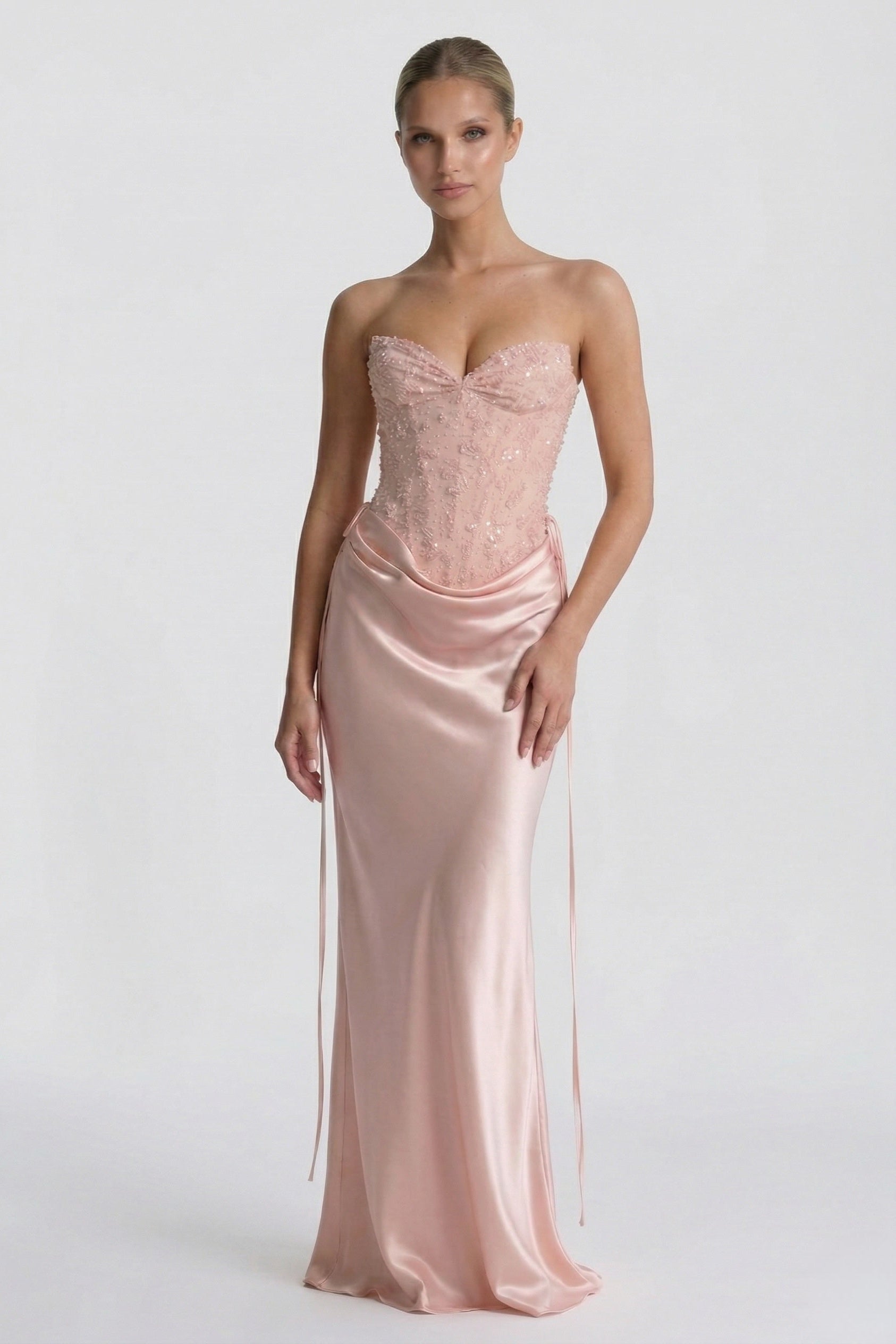 Sheath-Column Floor Length Acetate Satin Bridesmaid Dress CG0308BM