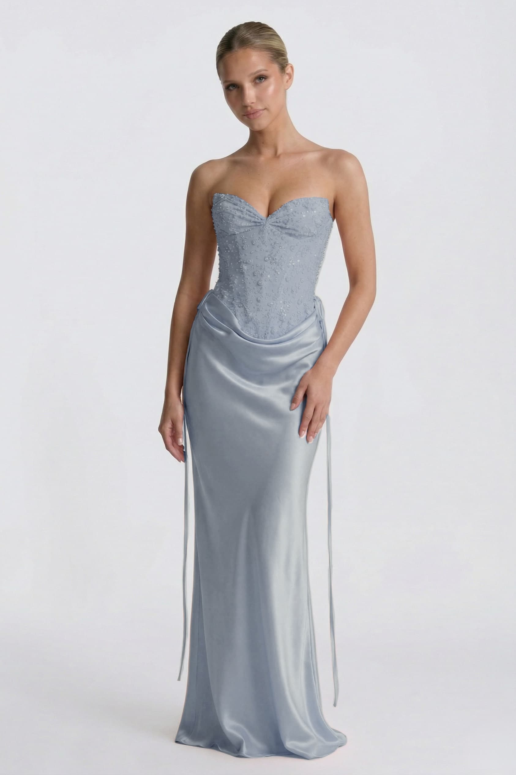 Sheath-Column Floor Length Acetate Satin Wedding Guest Dress CG0308