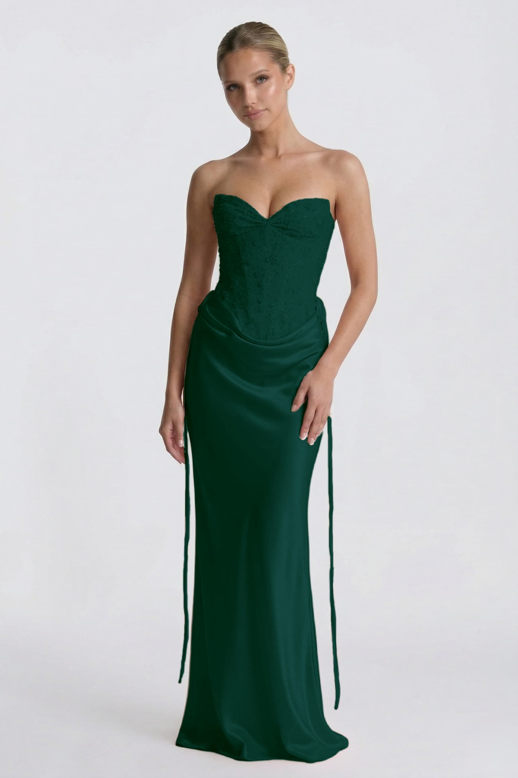 Sheath-Column Floor Length Acetate Satin Wedding Guest Dress CG0308