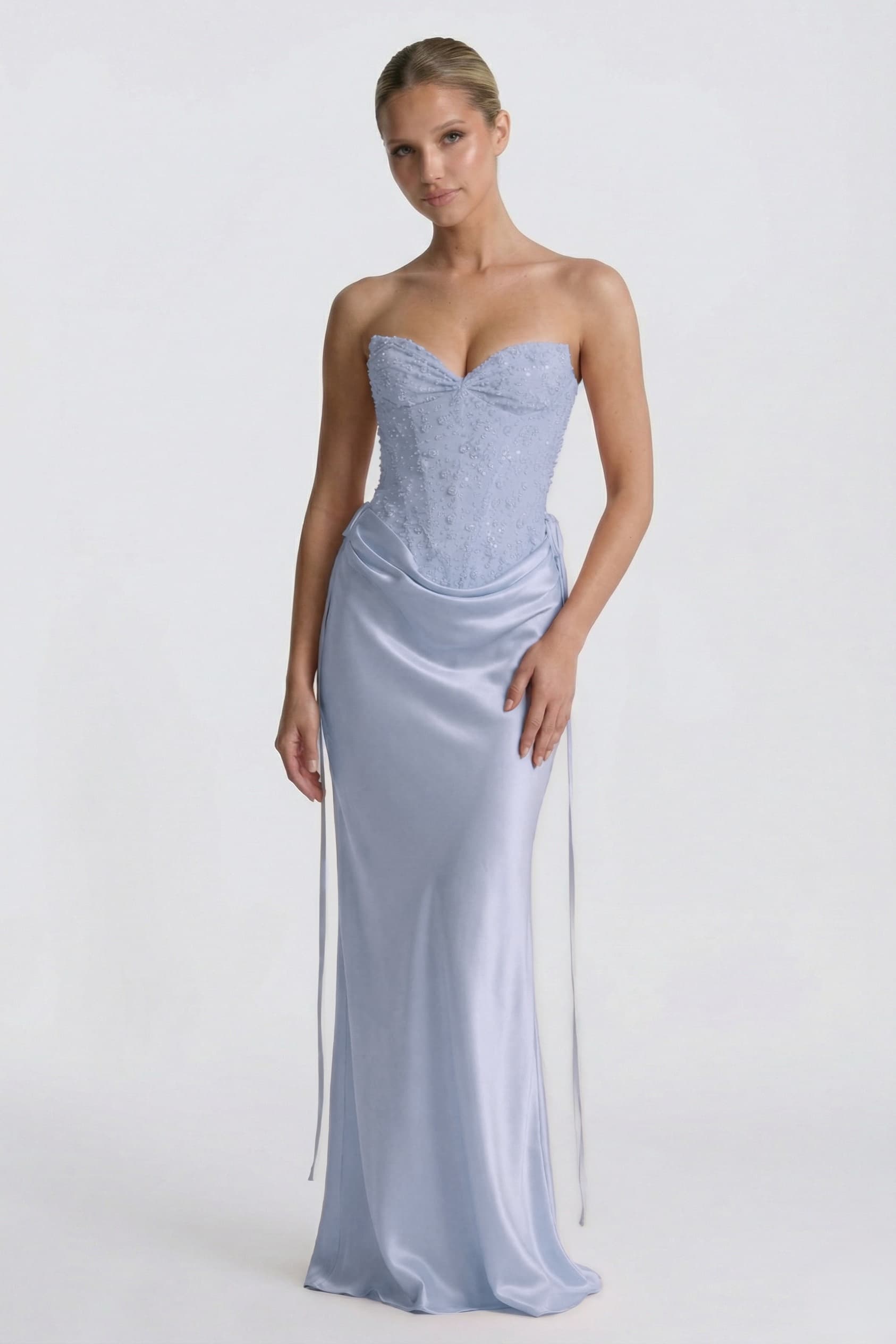 Sheath-Column Floor Length Acetate Satin Bridesmaid Dress CG0308BM