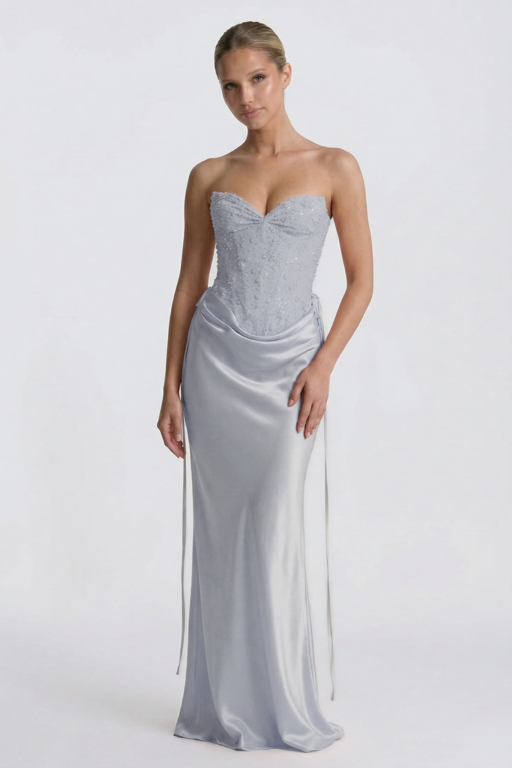 Sheath-Column Floor Length Acetate Satin Wedding Guest Dress CG0308