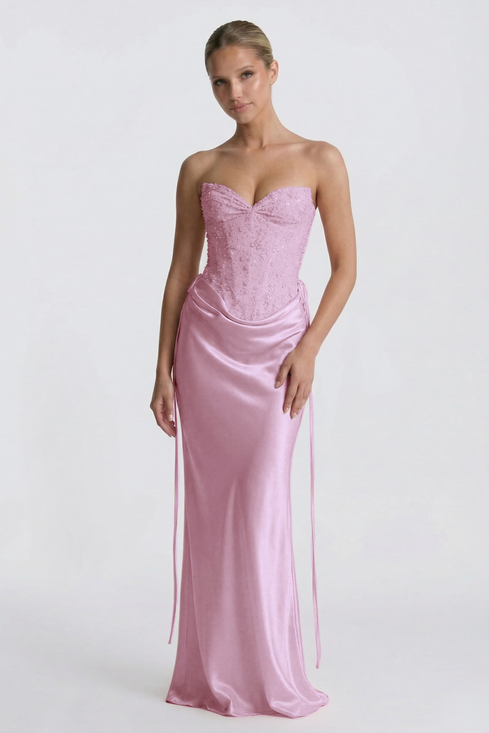 Sheath-Column Floor Length Acetate Satin Wedding Guest Dress CG0308