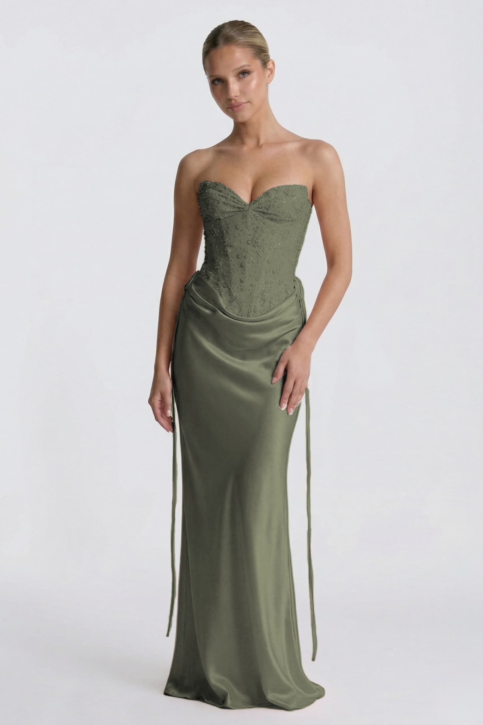 Sheath-Column Floor Length Acetate Satin Wedding Guest Dress CG0308