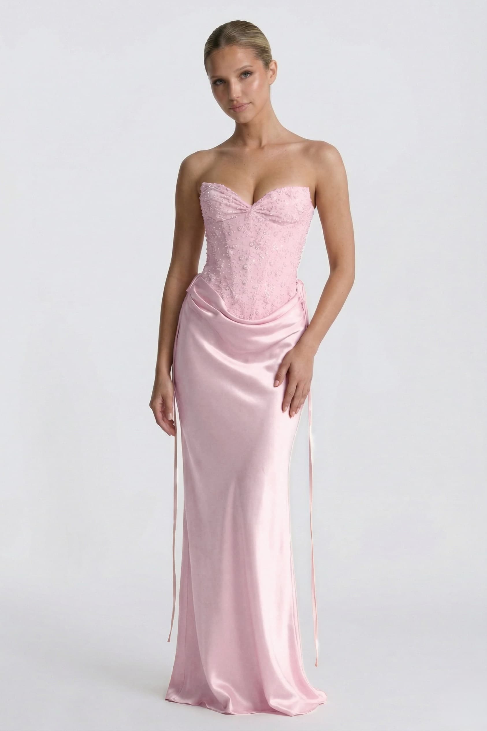 Sheath-Column Floor Length Acetate Satin Wedding Guest Dress CG0308