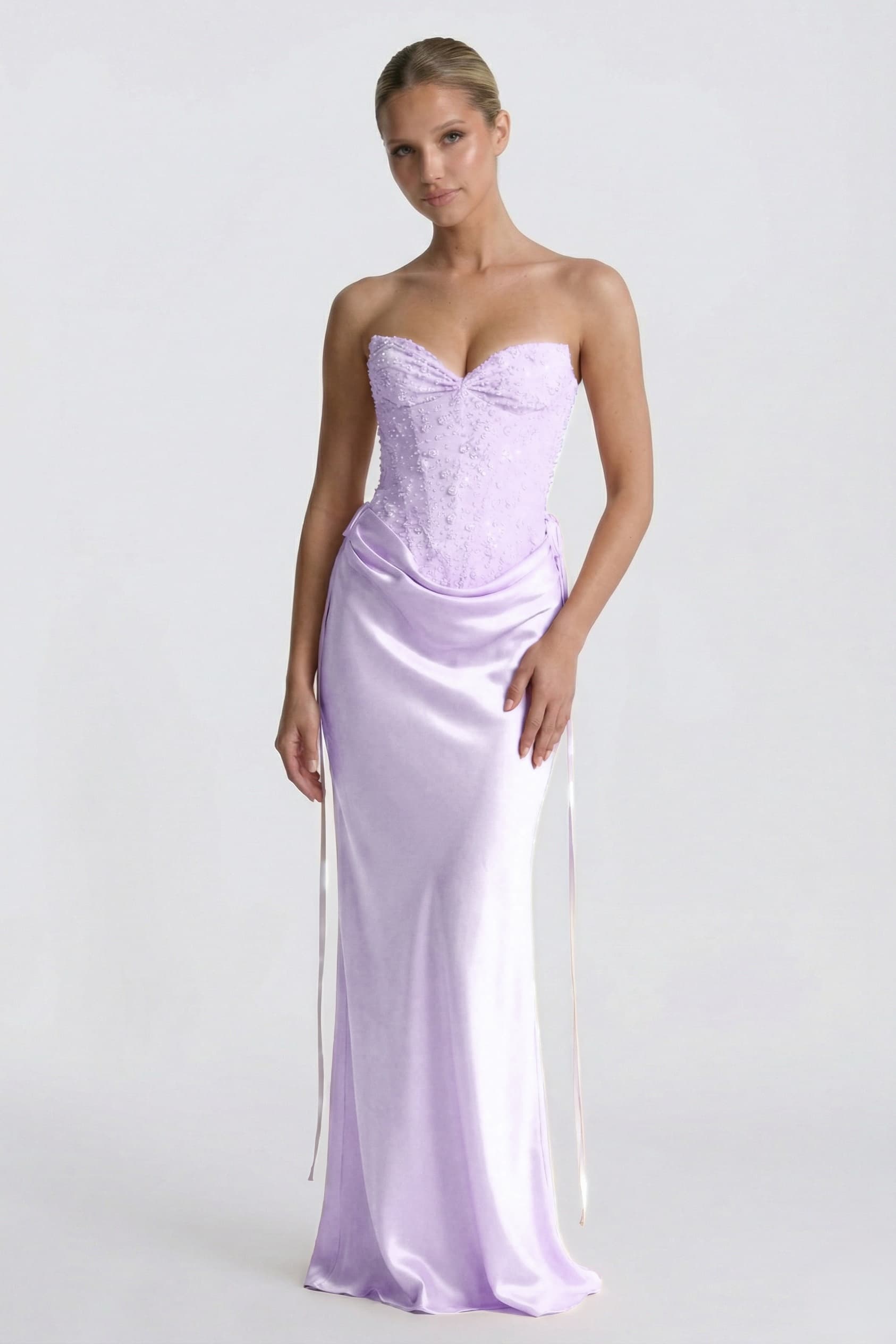 Sheath-Column Floor Length Acetate Satin Wedding Guest Dress CG0308