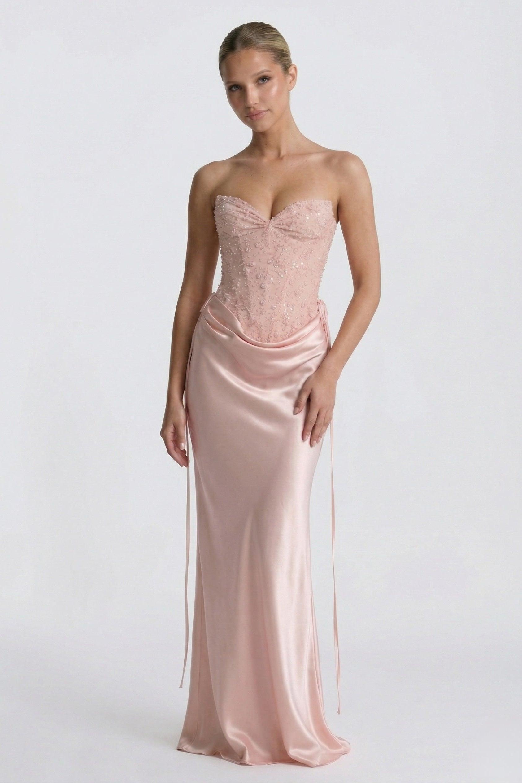 Sheath-Column Floor Length Acetate Satin Wedding Guest Dress CG0308