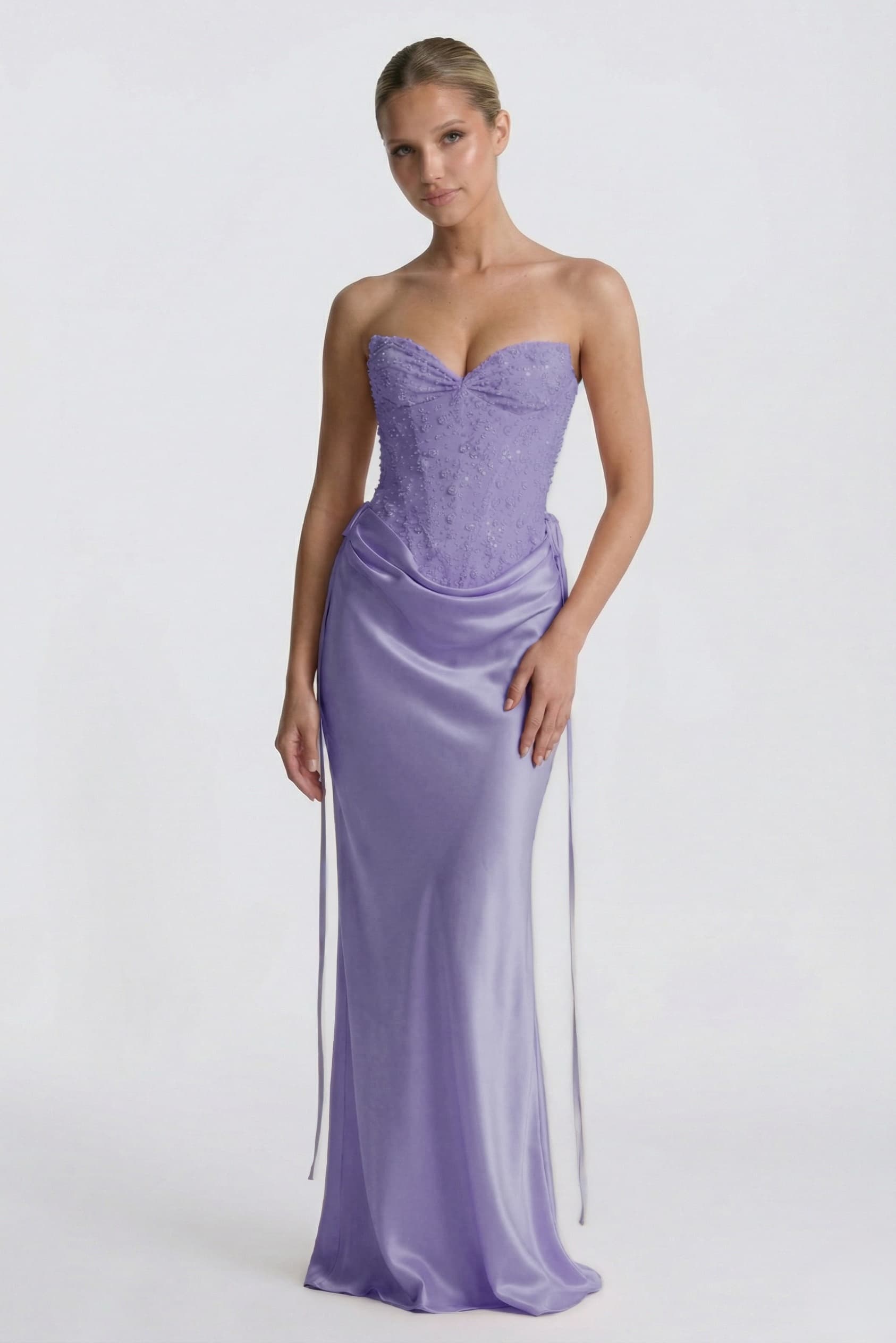 Sheath-Column Floor Length Acetate Satin Wedding Guest Dress CG0308