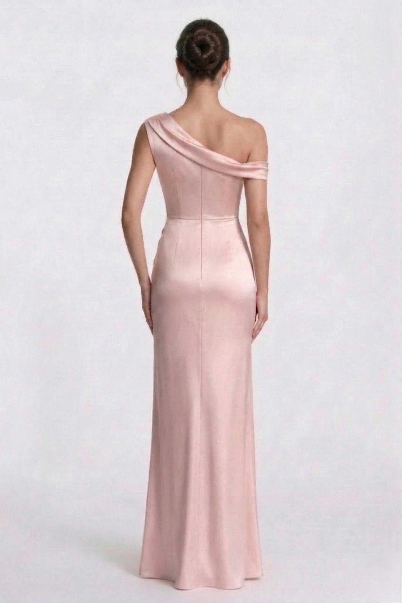 Sheath-Column Floor Length Acetate Satin Wedding Guest Dress CG0309