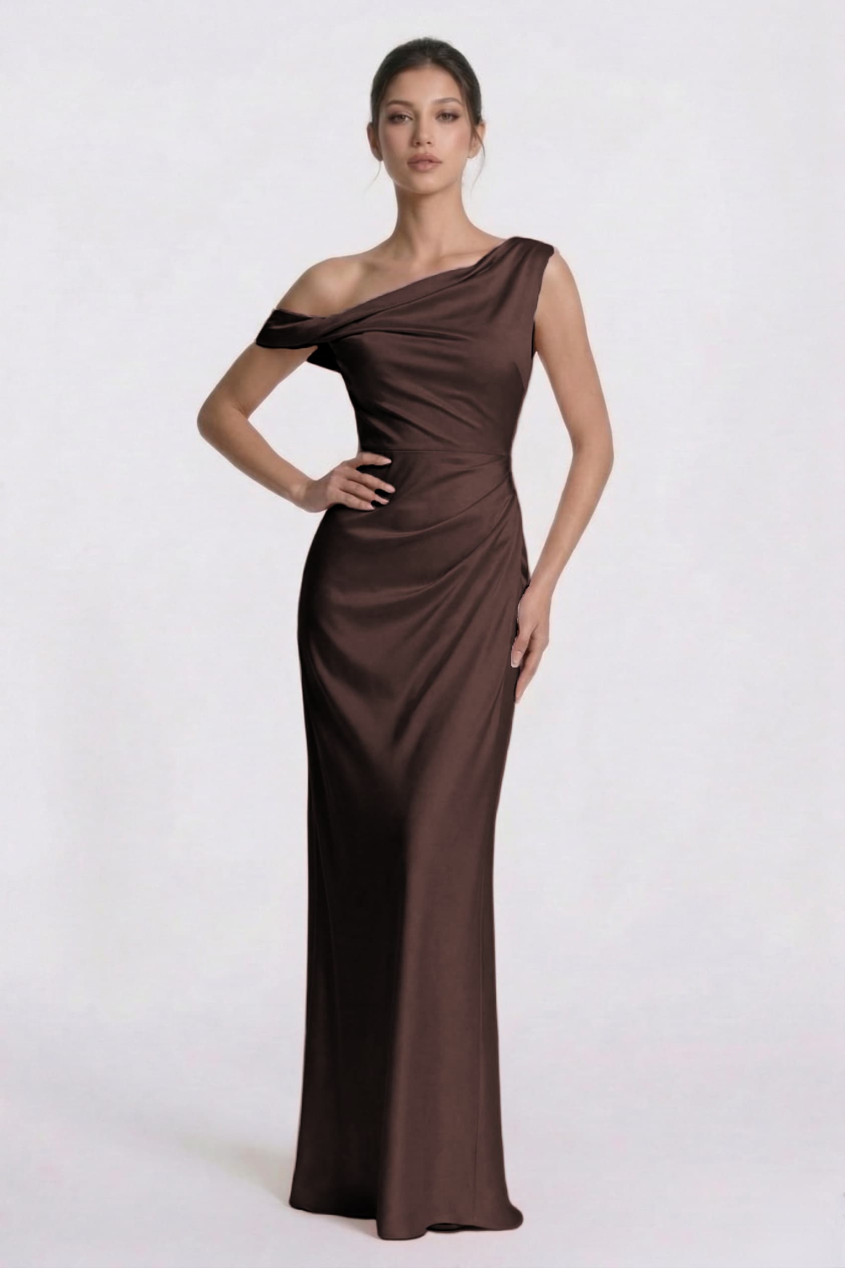 Sheath-Column Floor Length Acetate Satin Bridesmaid Dress CG0309BM