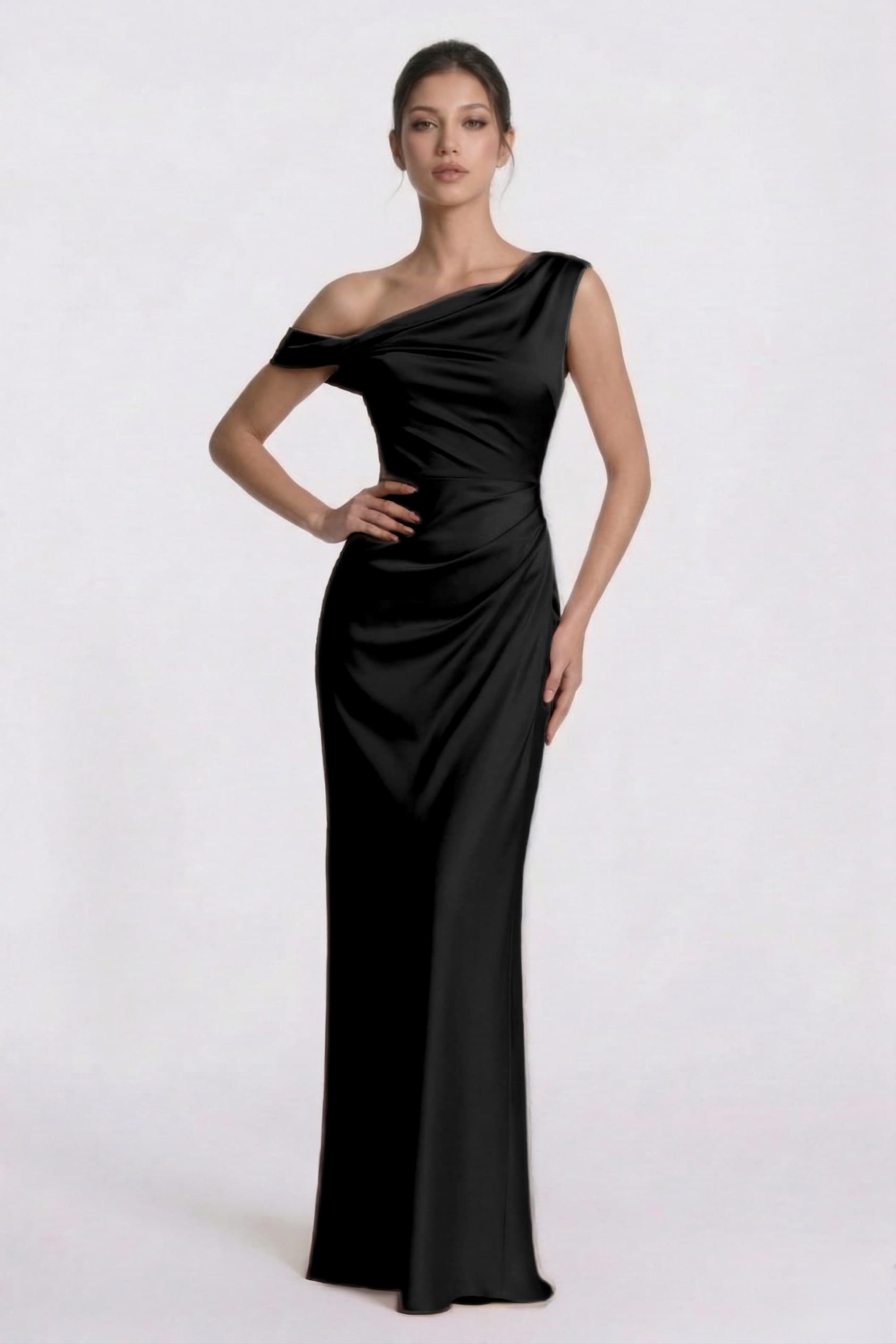 Sheath-Column Floor Length Acetate Satin Wedding Guest Dress CG0309
