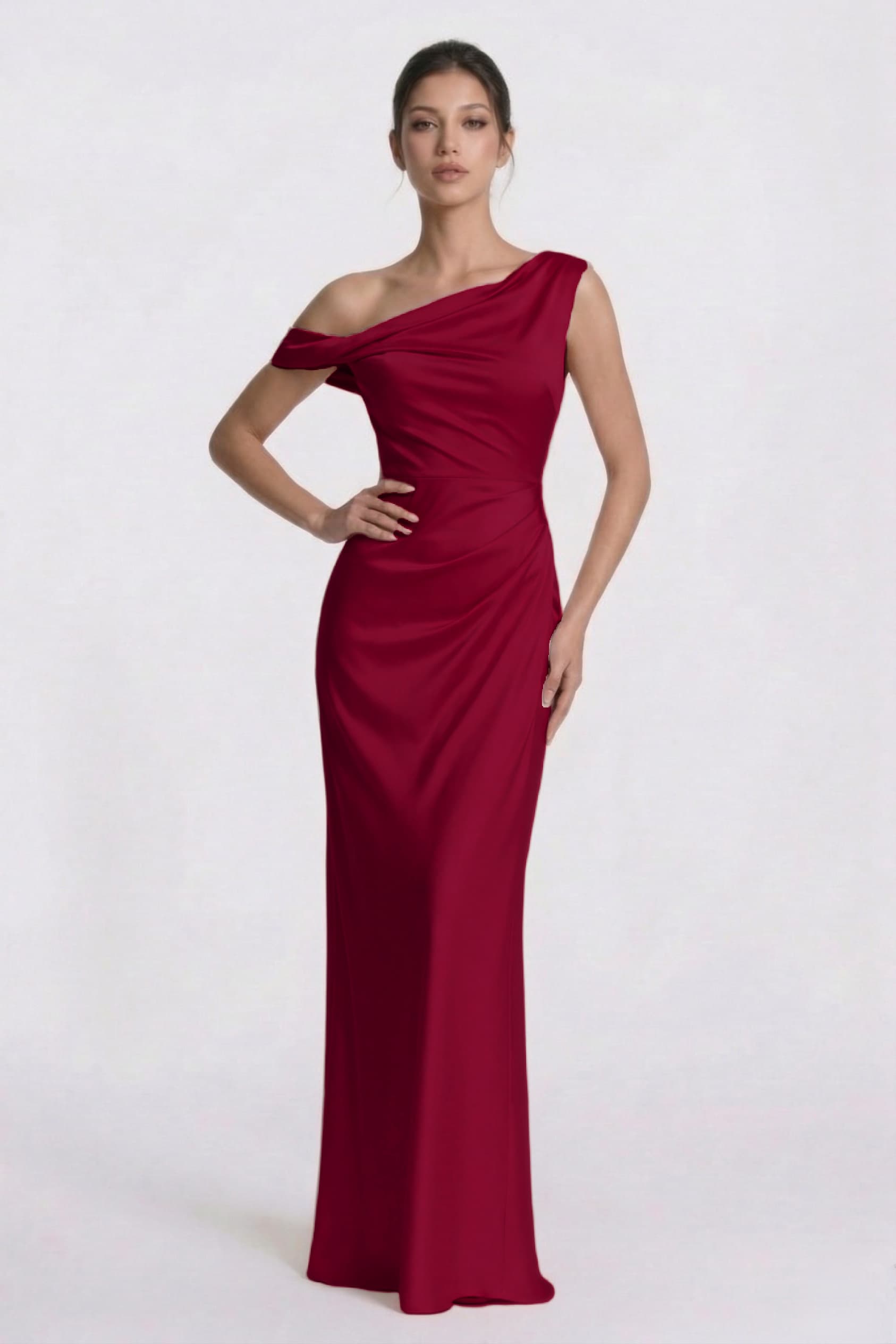 Sheath-Column Floor Length Acetate Satin Wedding Guest Dress CG0309
